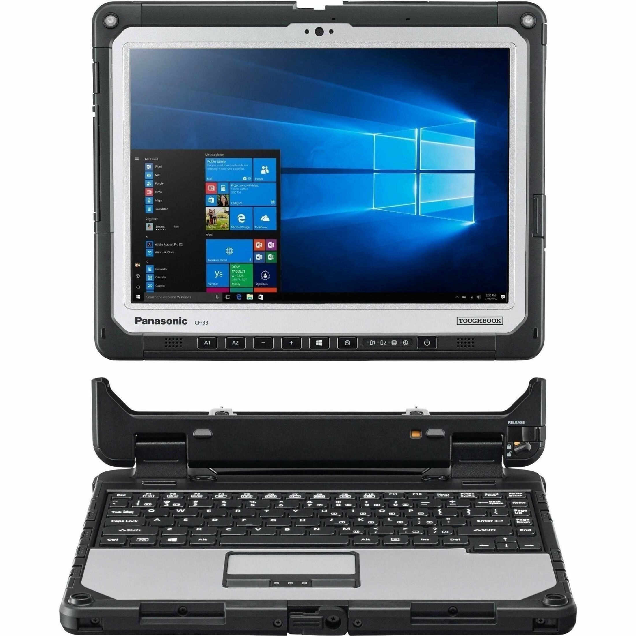 Panasonic TOUGHBOOK CF-33 Rugged 2-in-1 Notebook, 12" QHD Touchscreen, Intel i5-1245U, 16GB RAM, 512GB SSD, Windows 11 Pro, Detachable, Water Resistant - CF-33UZ019AM (3 Year Warranty)