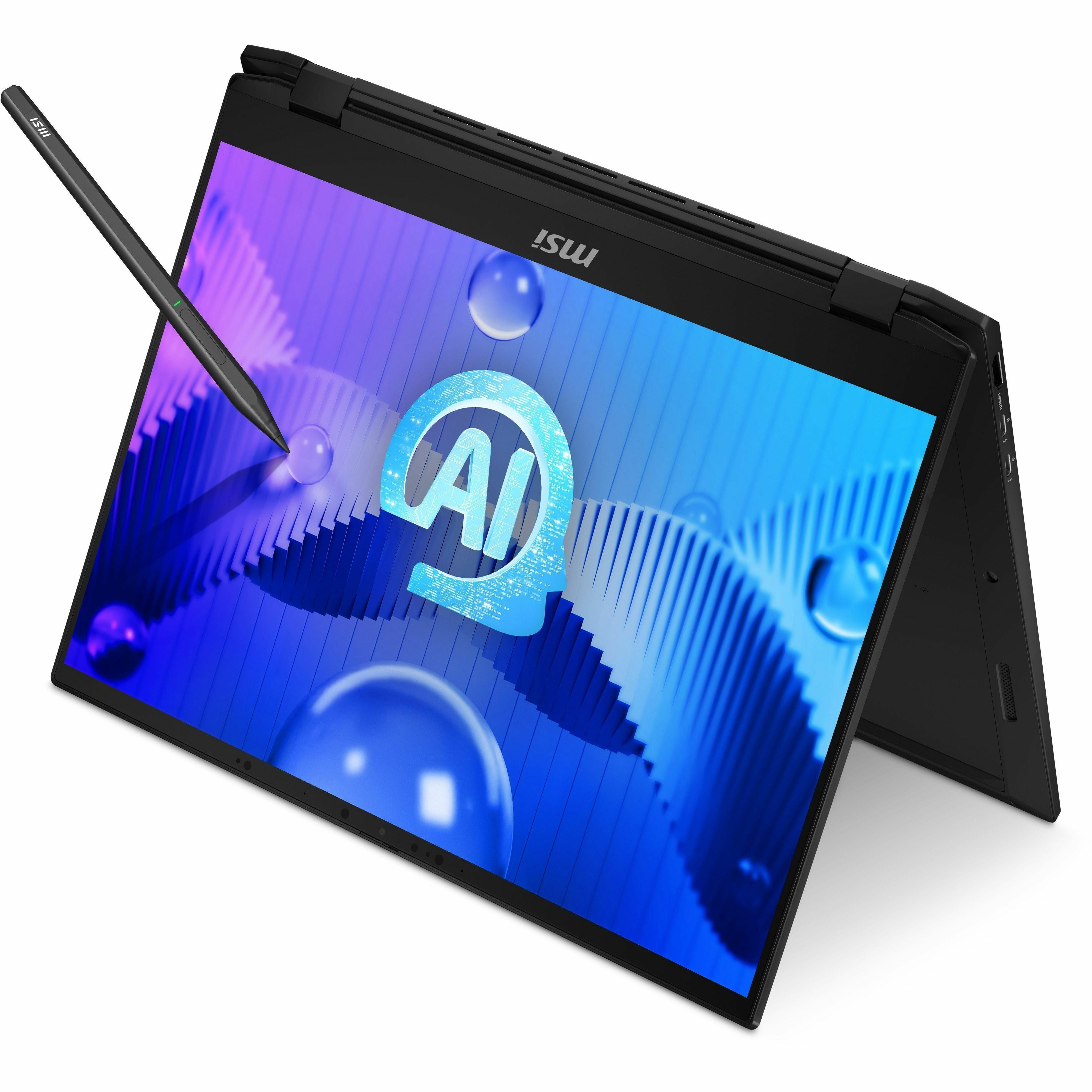 MSI 2024 Summit E16 AI Evo Convertible 2-in-1 Notebook, Intel Core Ultra 5, 16" QHD+ IPS 165Hz Touch, 16GB LPDDR5, 512GB SSD, Windows 11 Pro, Ink Black - SUM16EVO14019 (3 Year Warranty)