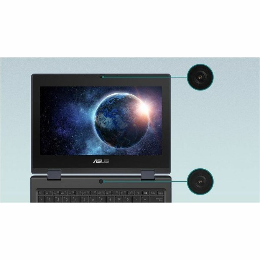 ASUS 2024 BR1104F Convertible 2-in-1 Notebook, 11.6" HD Touchscreen, Intel N150 Quad-Core, 4GB LPDDR5, 128GB SSD, TPM, Windows 11 Pro, Military-Grade Rugged, Gray - BR1104FTA-YS14T (1 Year Warranty)