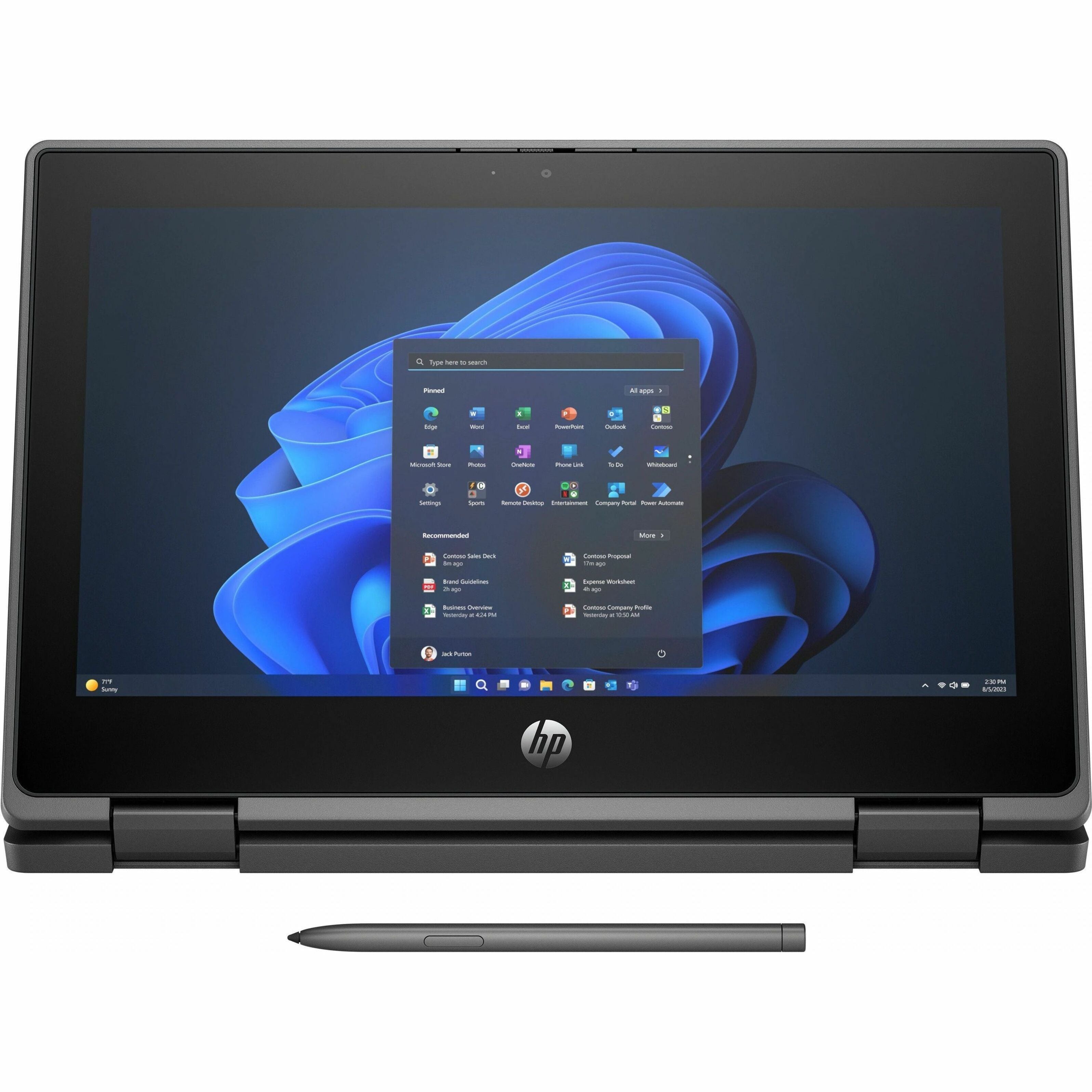 HP Fortis Flip G1i Convertible 2-in-1 Notebook, 11.6" HD Touchscreen, Intel N150 Quad-Core, 4GB LPDDR5, 128GB Flash, Wi-Fi 6E, Windows 11 Pro, Jet Black - B86C8UT#ABA (1 Year Warranty)
