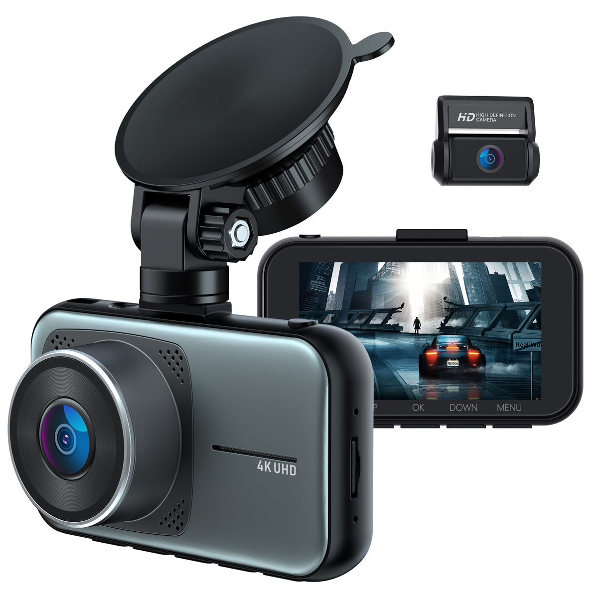 Campark C200/DC16 4K Front and Rear Dual Dash Camera, 5G WiFi & 3 inch LCD Display