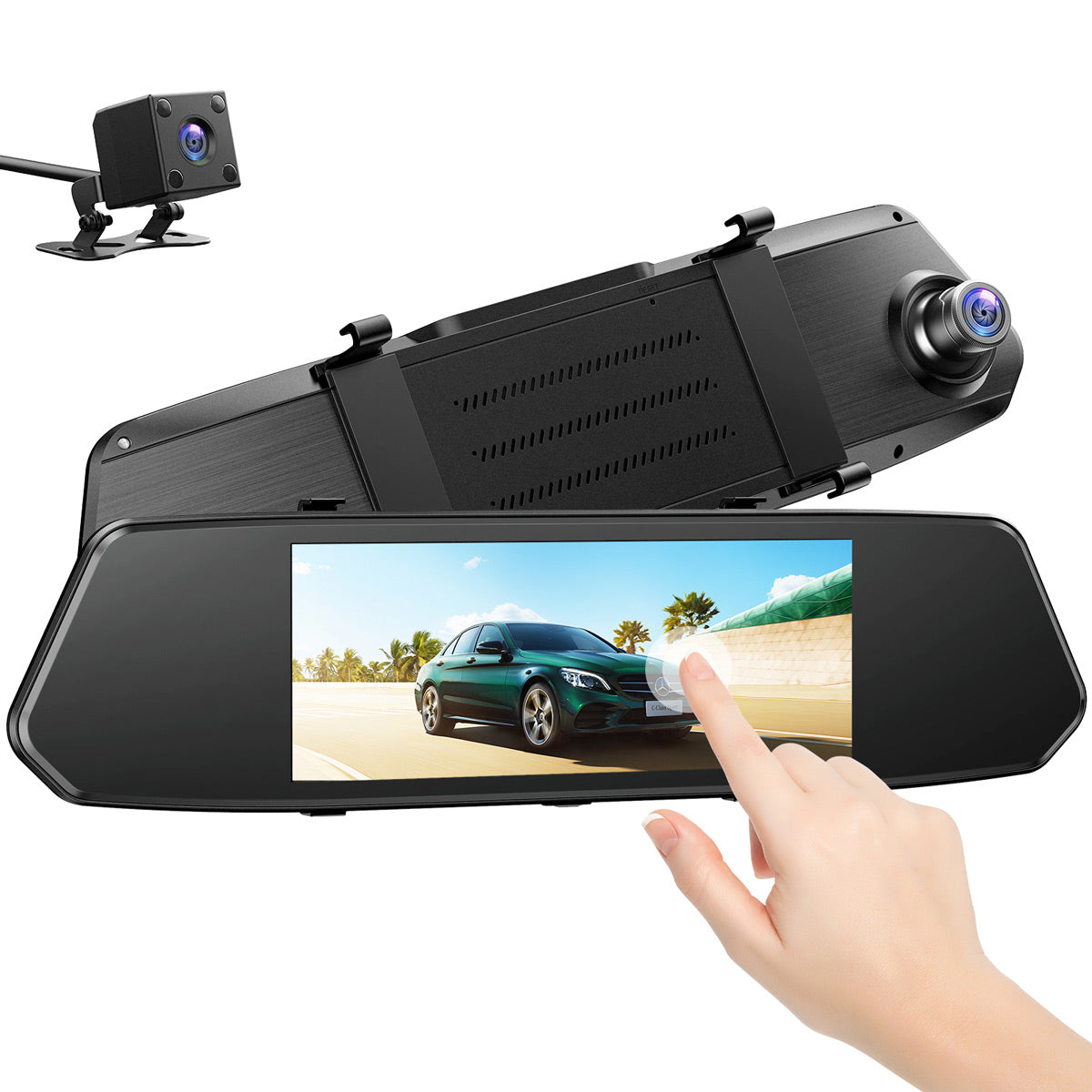 Campark CE35A 1080P Front and Rear Mirror Dash Cam with 7" Touchscreen