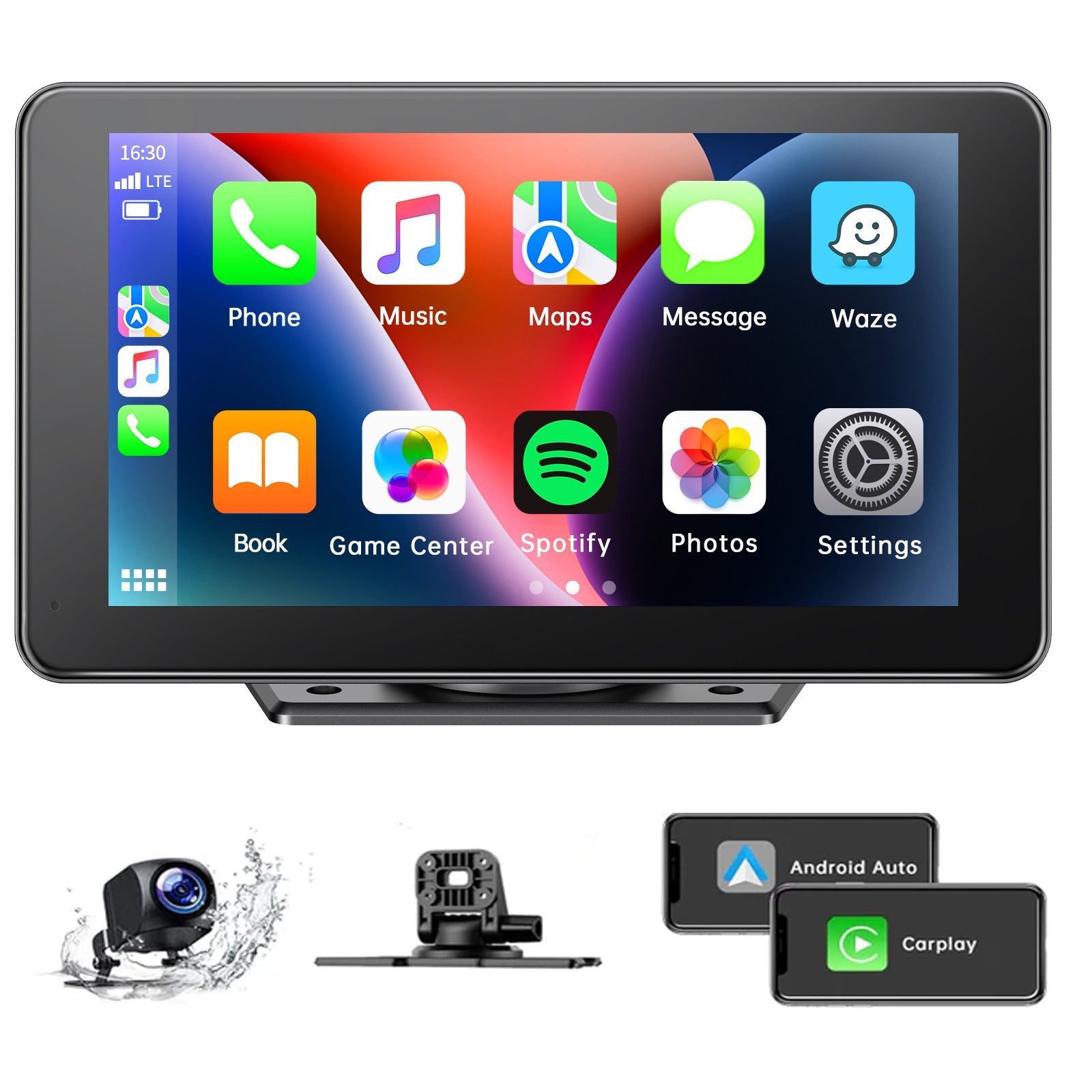 7" HD Wireless Car Stereo with Apple Carplay and 1080P Backup Camera, Android Auto Adapter with GPS Navigation, Bluetooth,Airplay