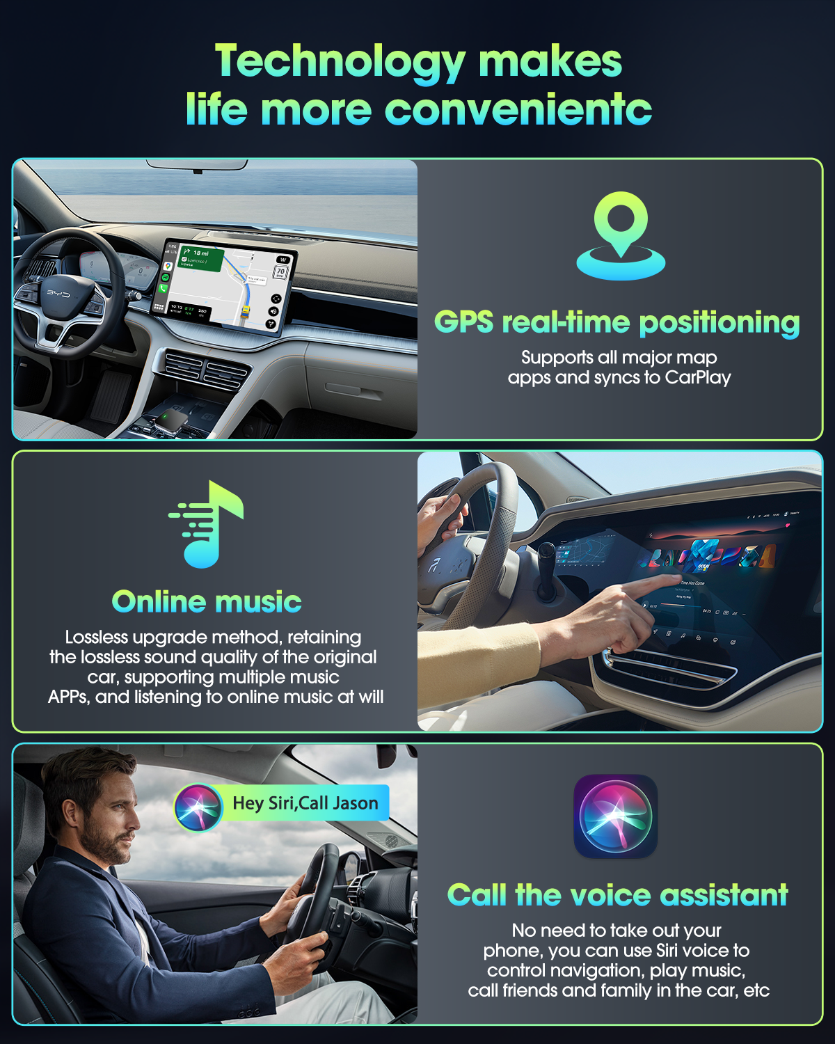 Apple CarPlay Wireless Adapter for Factory Wired CarPlay, Plug and Play, Applicable to 2015+ Cars and IOS 10 and up.