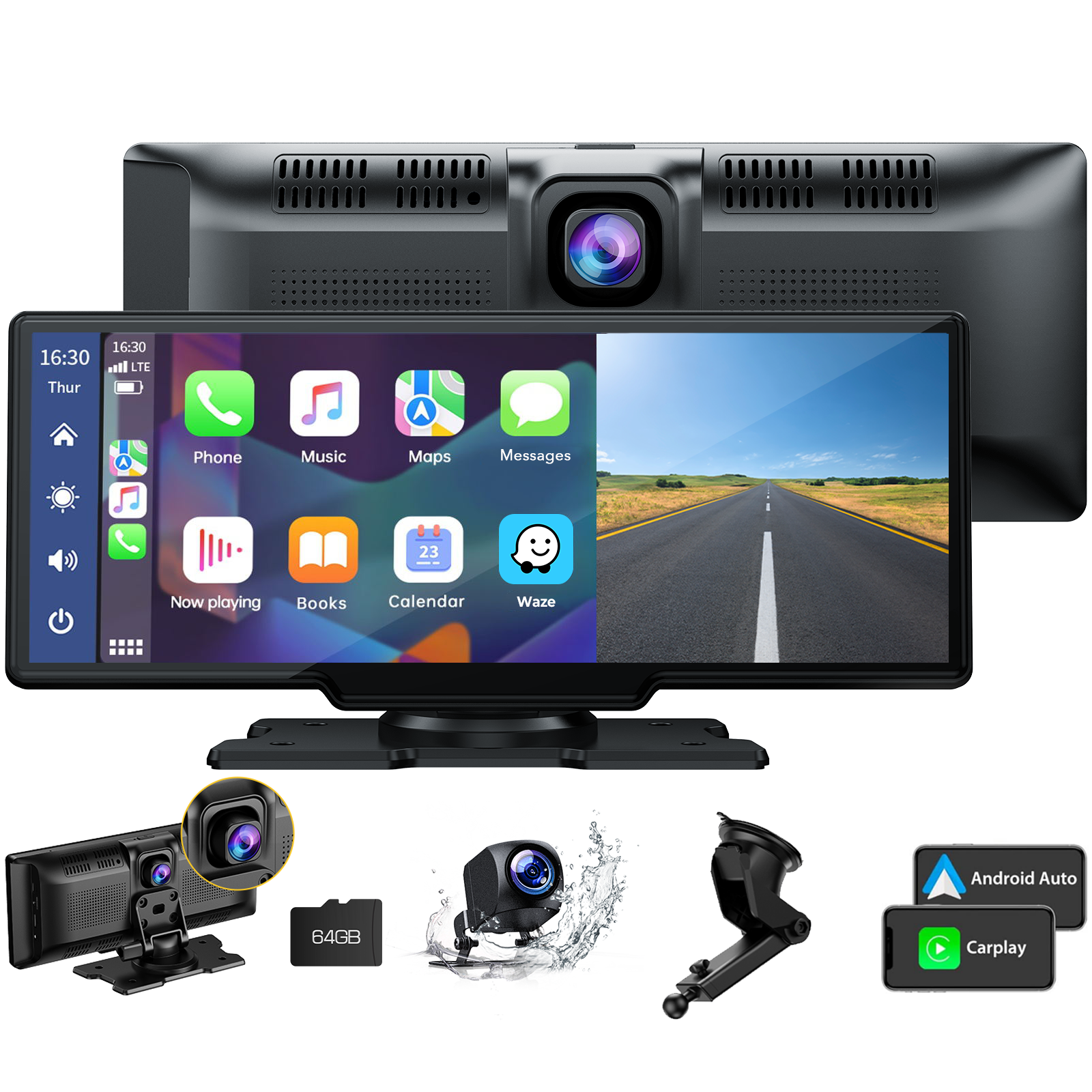RC06 9.26'' Car Stereo Wireless Apple Carplay & Android Auto with 1080P Backup Camera, Airplay and GPS