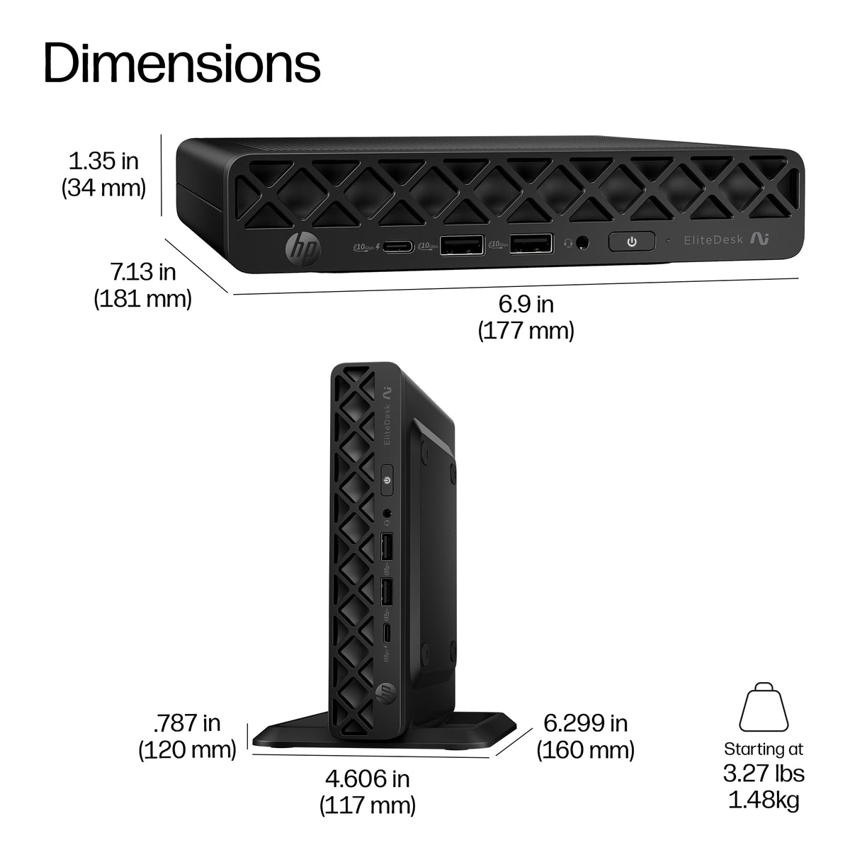 HP EliteDesk 8 Mini G2i Desktop Next Gen AI PC Wolf Pro Security Edition Copilot+ PC Intel Core Ultra 5 16 GB DDR5-SDRAM 512 GB SSD Windows 11 Pro Mini PC