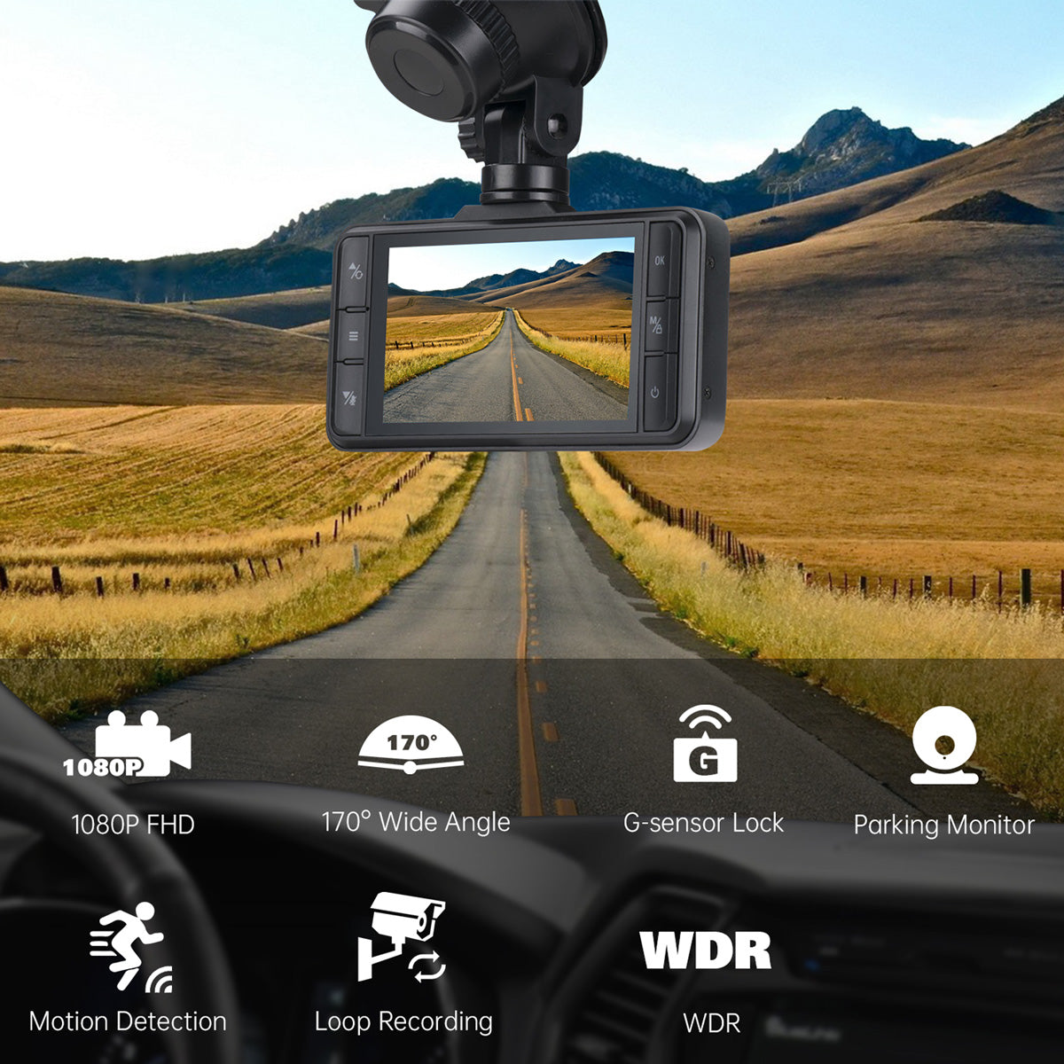 Campark CE63 1080P Front and Rear 3'' IPS Screen Supercapacitor Car Camera