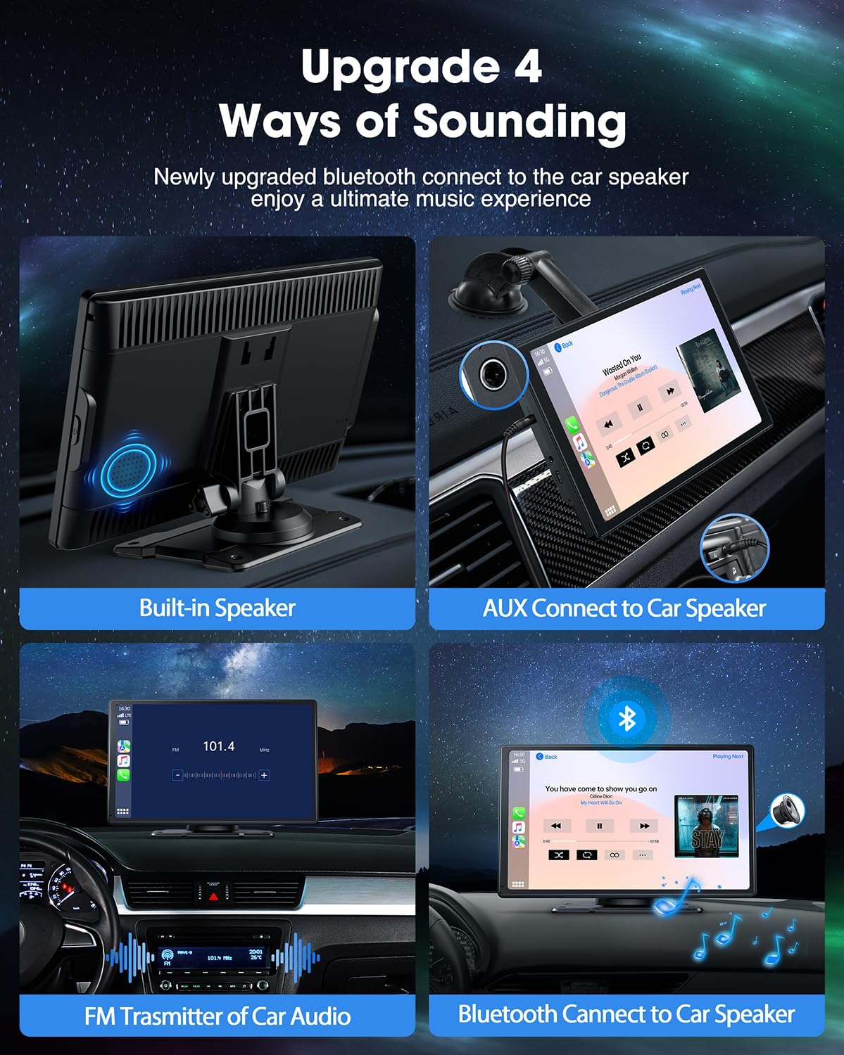 RC07 9''Car Stereo Wireless Apple Carplay & Android Auto with 2.5K Dash Cam & 1080P Backup Camera, Mirror Link and GPS