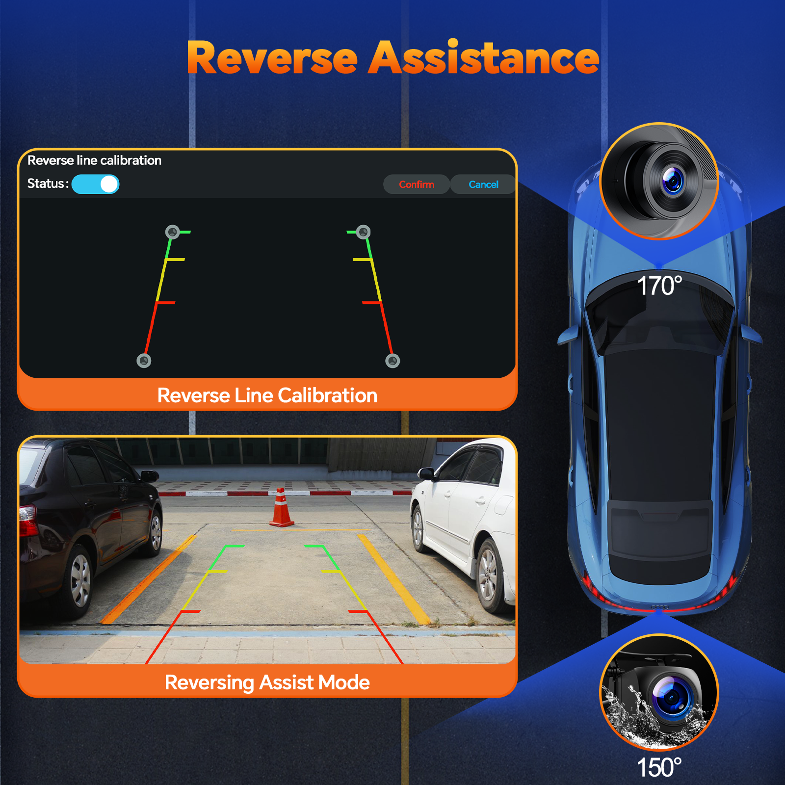 6.28'' Car Stereo Wireless Apple Carplay & Android Auto with 4K Dash Cam and 1080P Backup Camera, Pack Assist & Loop Recording