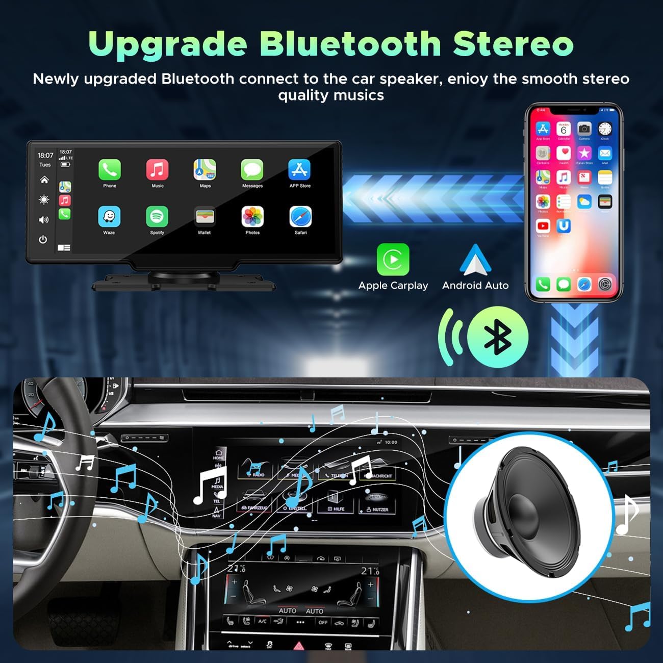 RC06 9.26'' Car Stereo Wireless Apple Carplay & Android Auto with 1080P Backup Camera, Airplay and GPS