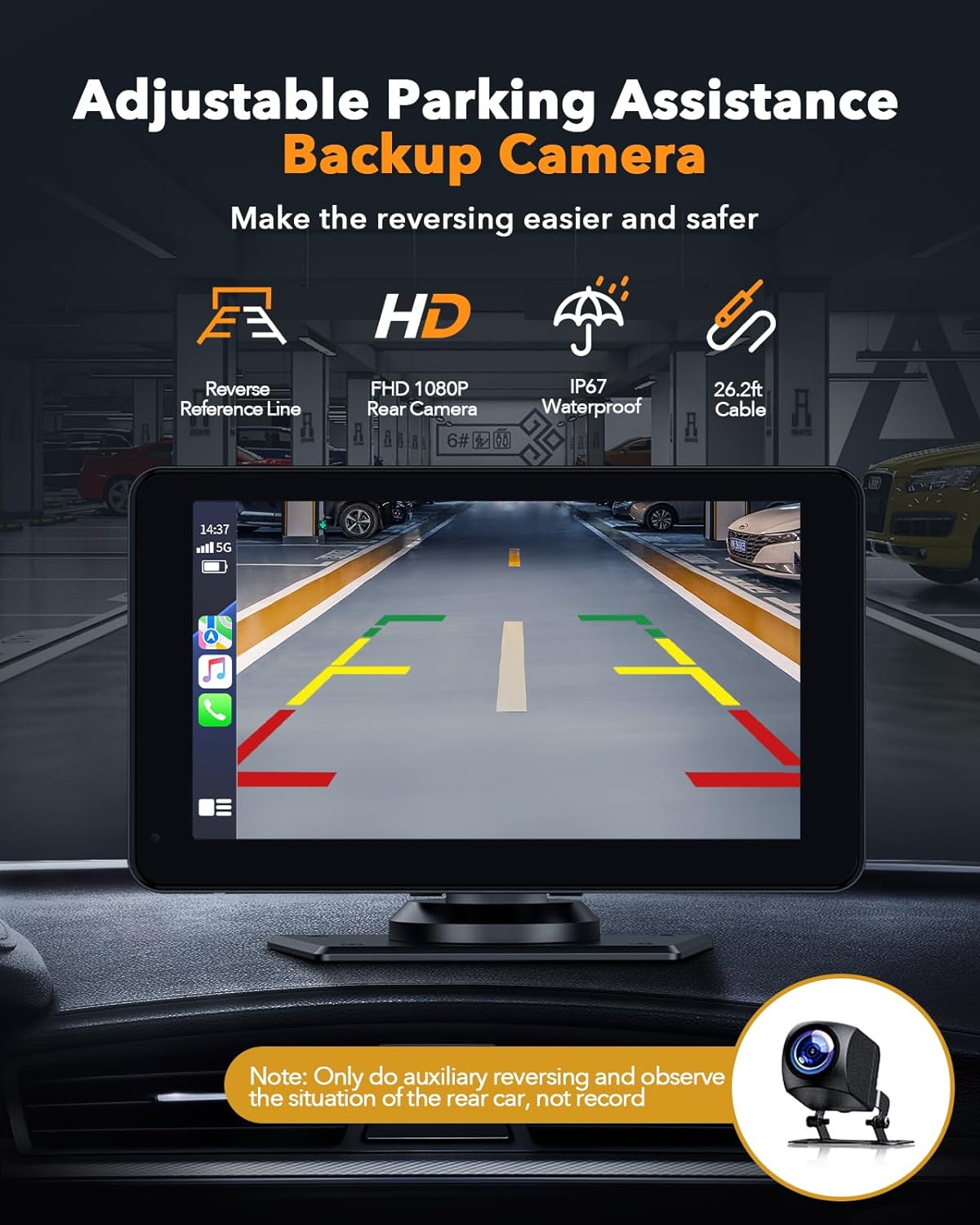 RC08 7'' Car Stereo 2.5D Wireless Apple Carplay & Android Auto with 1080P Backup Camera, Airplay and Bluetooth