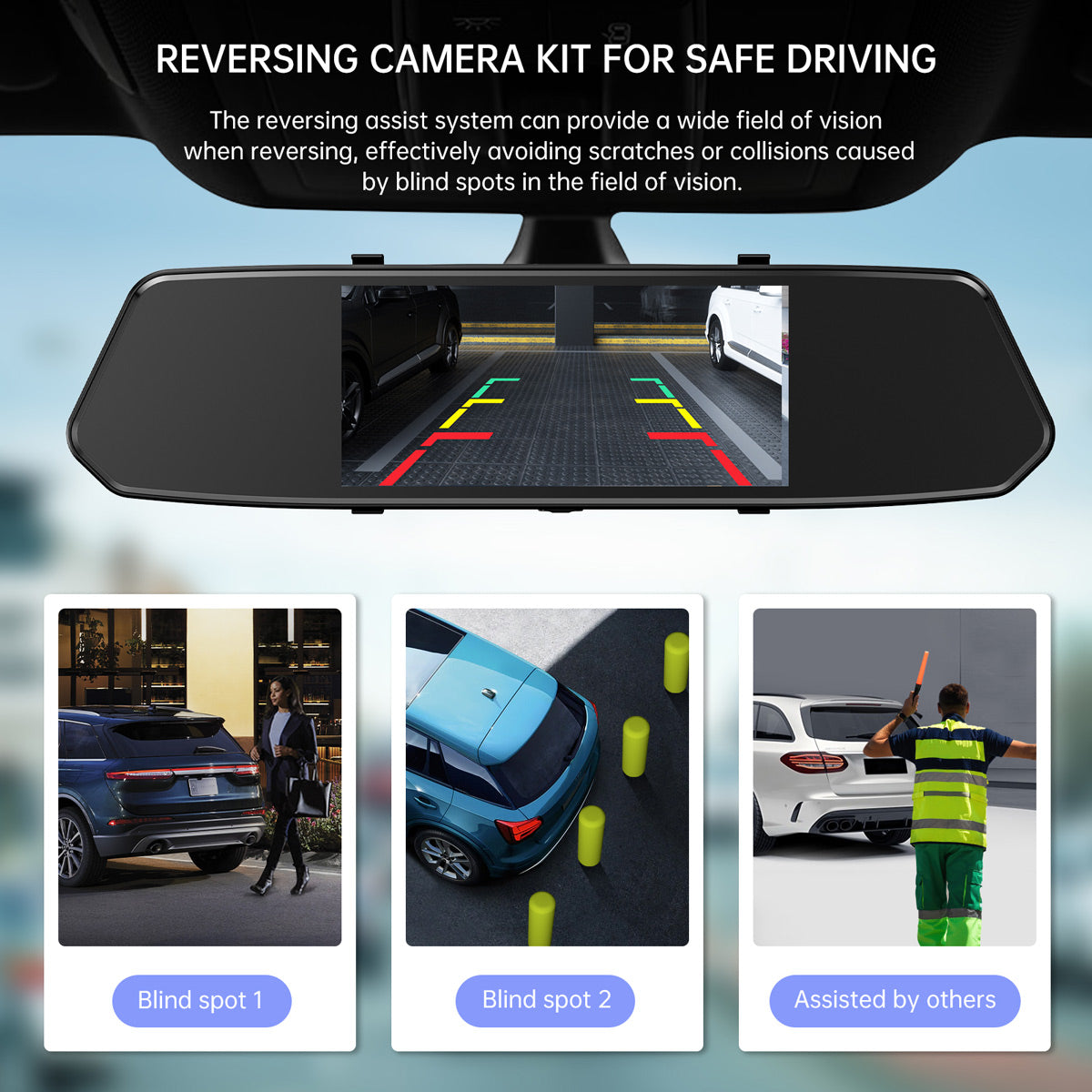 Campark CE35A 1080P Front and Rear Mirror Dash Cam with 7" Touchscreen