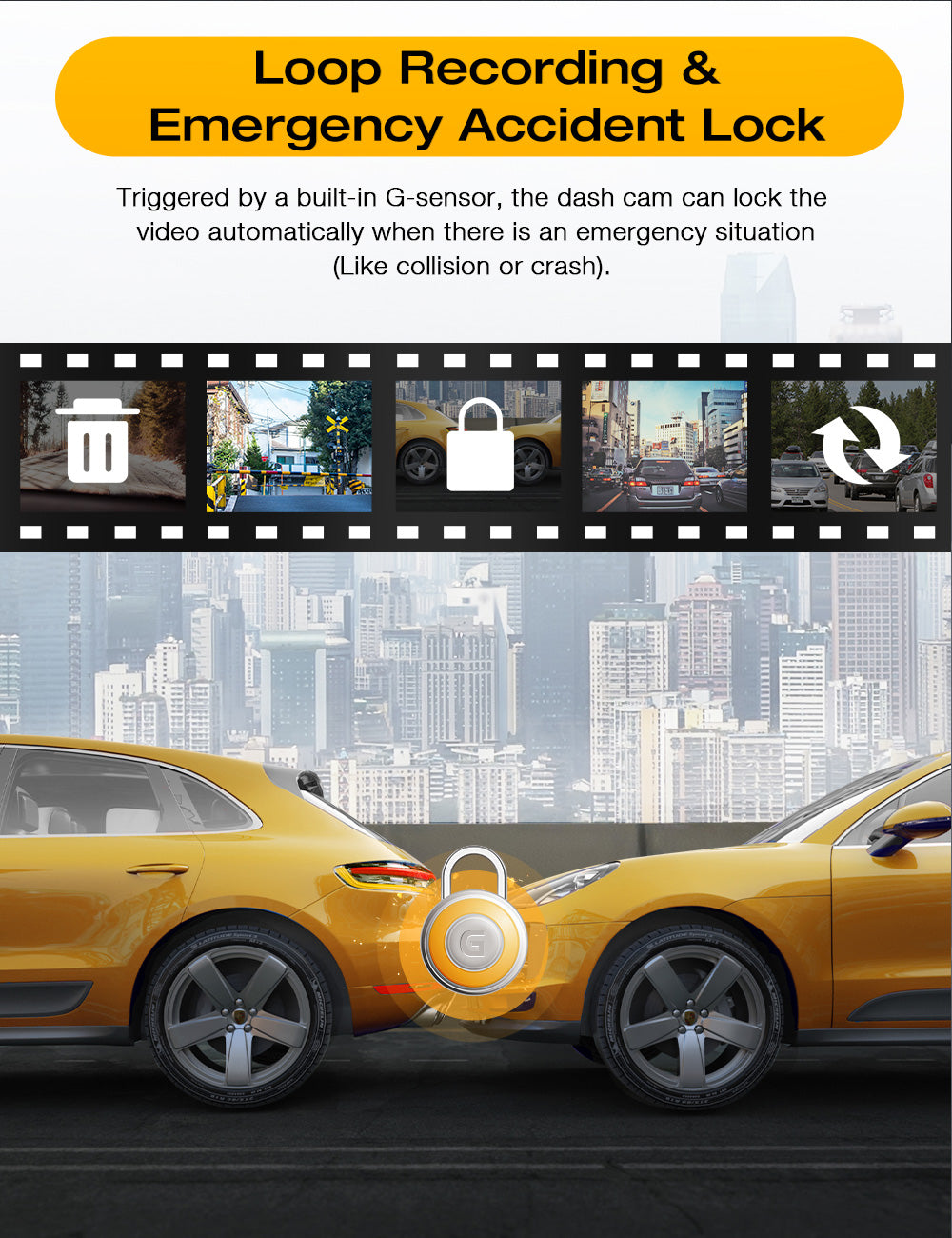 Campark CE60 1080P Front and Rear Mirror Dash Cam with 10'' Touch Screen