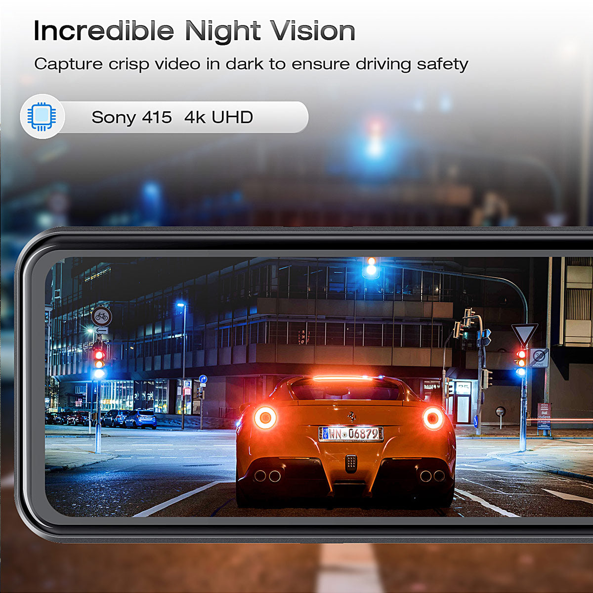 Campark CE80B 4K 12" Full Touch Screen Voice Control Mirror Dash Camera