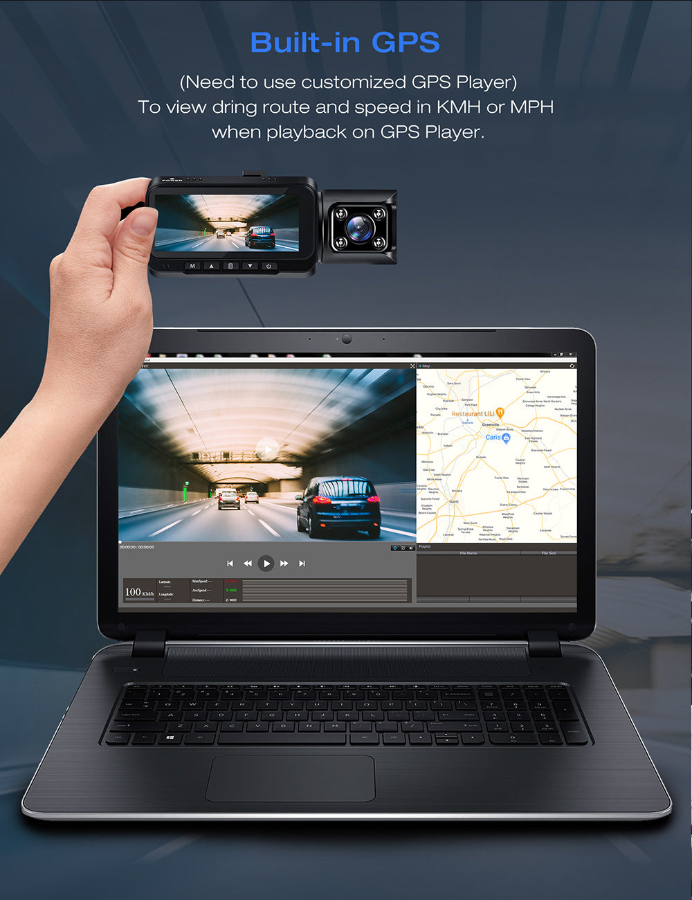 Campark CE67 4K Front and Inside With GPS Dual Dash Camera