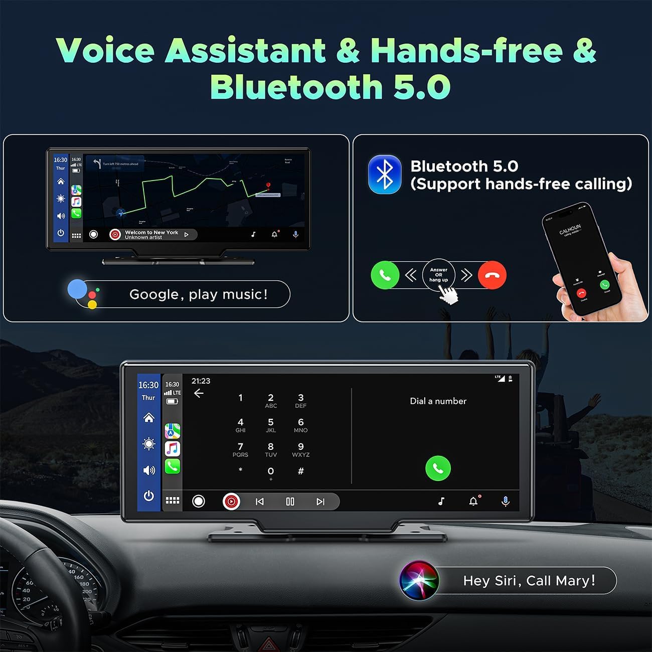 RC06 9.26'' Car Stereo Wireless Apple Carplay & Android Auto with 1080P Backup Camera, Airplay and GPS