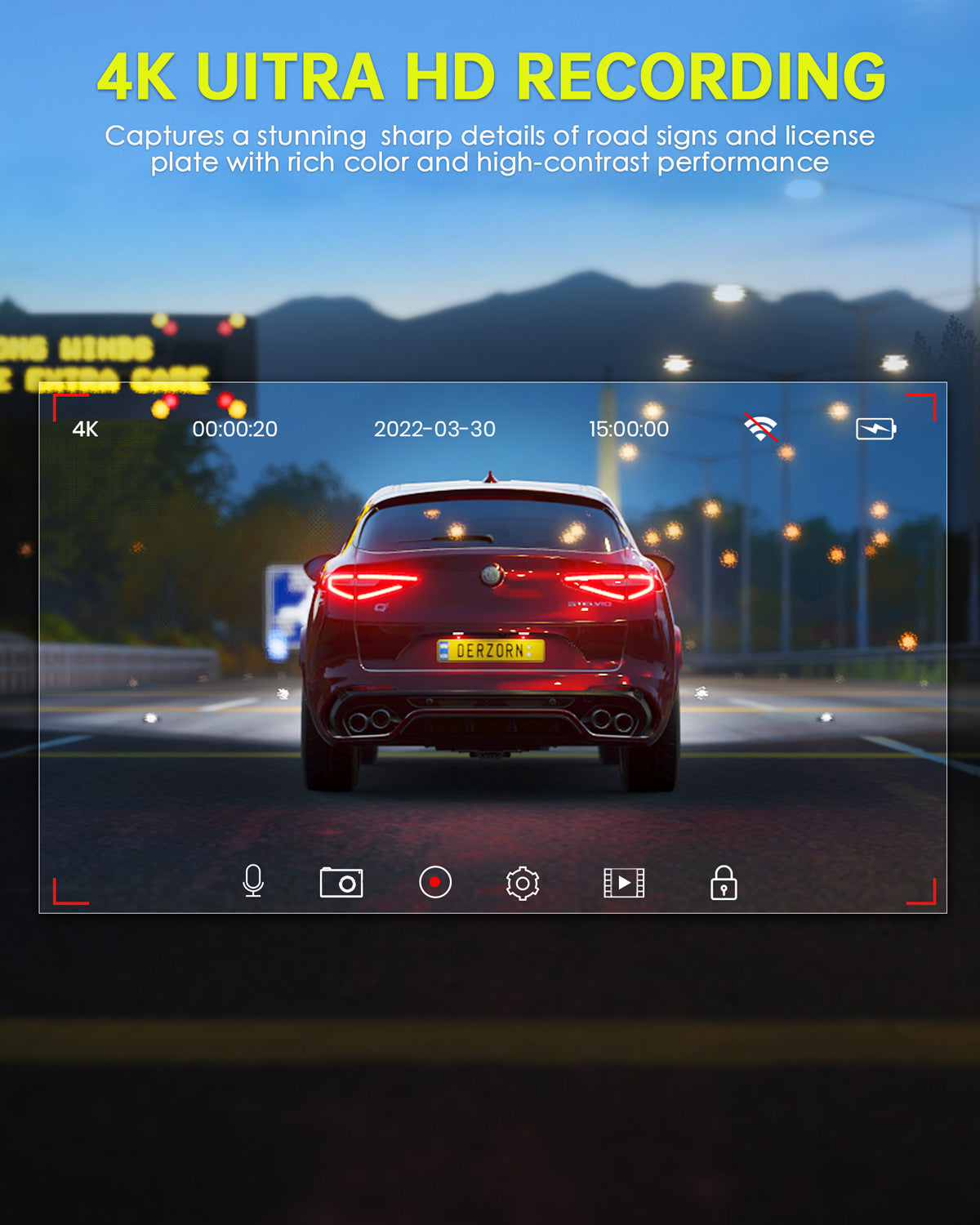 Campark RM05 4K 12" Voice Control Front and Rear Mirror Dash Camera With GPS