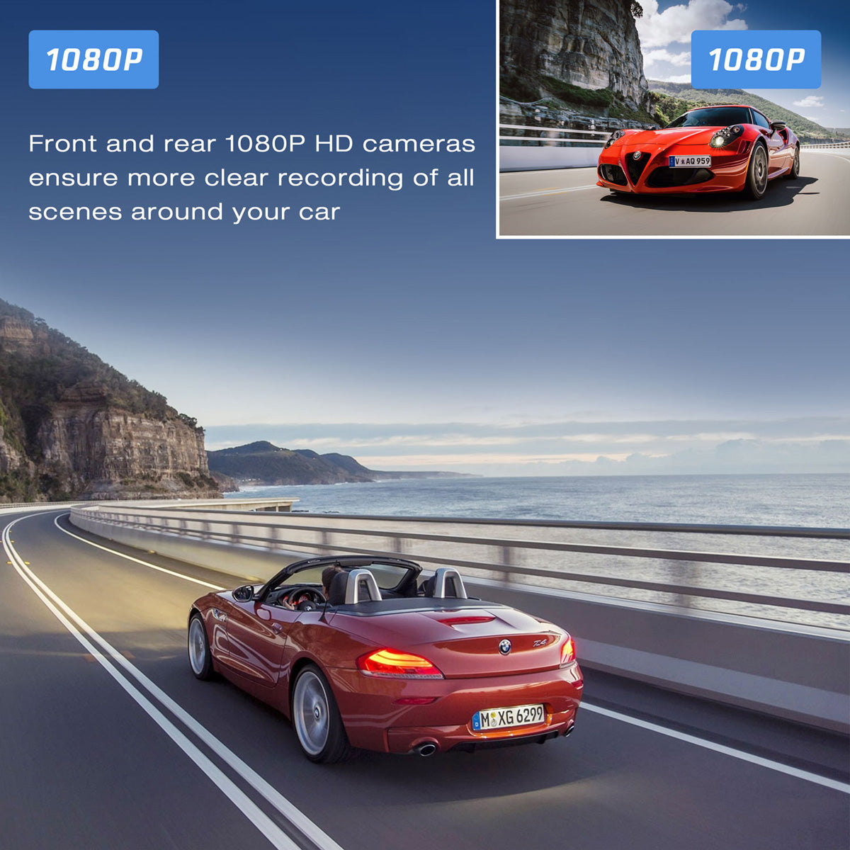 Campark CE63 1080P Front and Rear 3'' IPS Screen Supercapacitor Car Camera