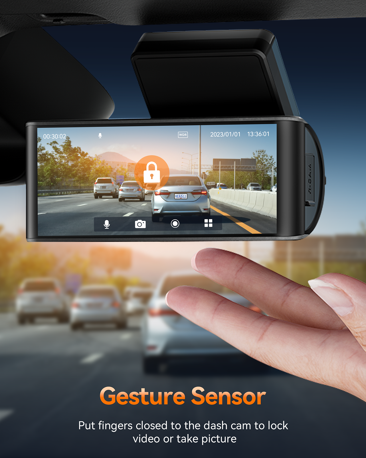 Campark DC06 4K Dash Camera 3.16''Touch Screen Inside WiFi GPS Dual Dashcams Front and Rear with 64GB Memory Card