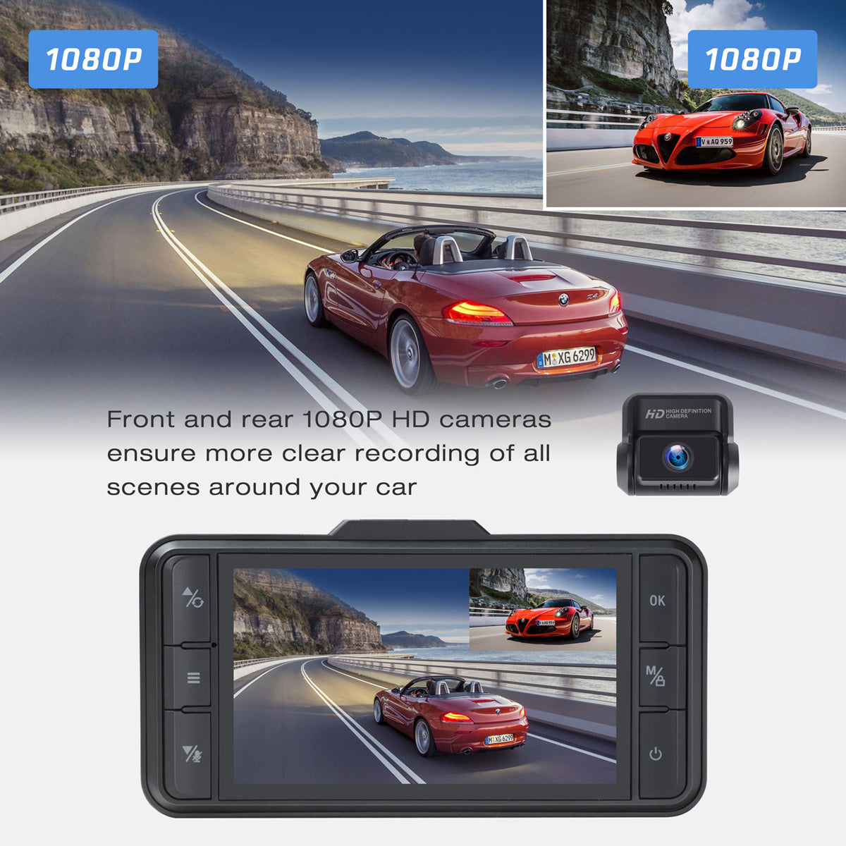 Campark CE63 1080P Front and Rear 3'' IPS Screen Supercapacitor Car Camera