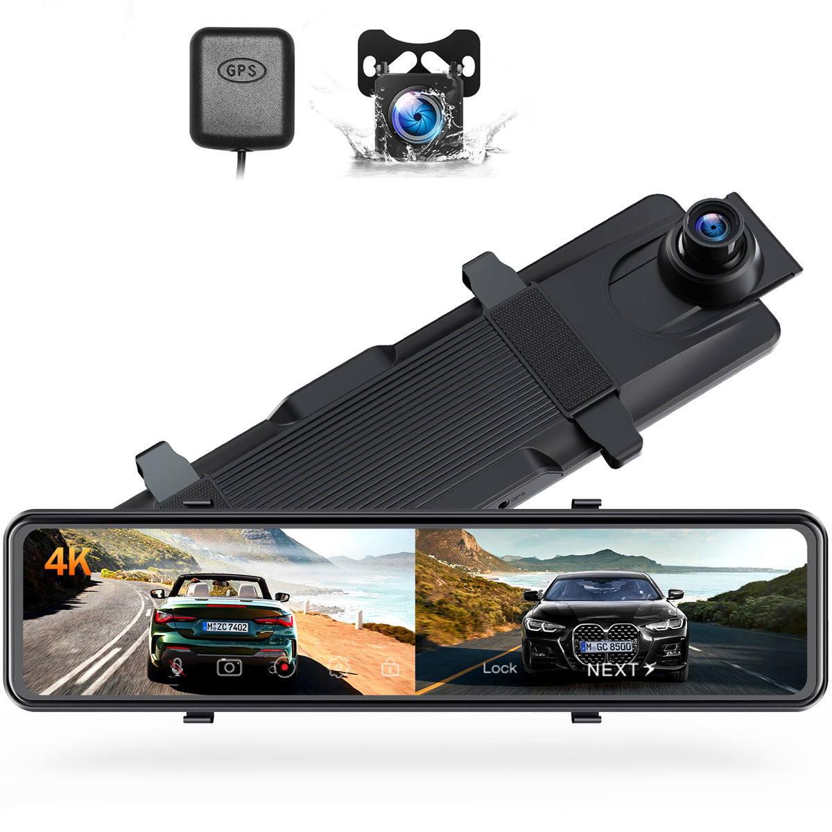 Campark CE80B 4K 12" Full Touch Screen Voice Control Mirror Dash Camera