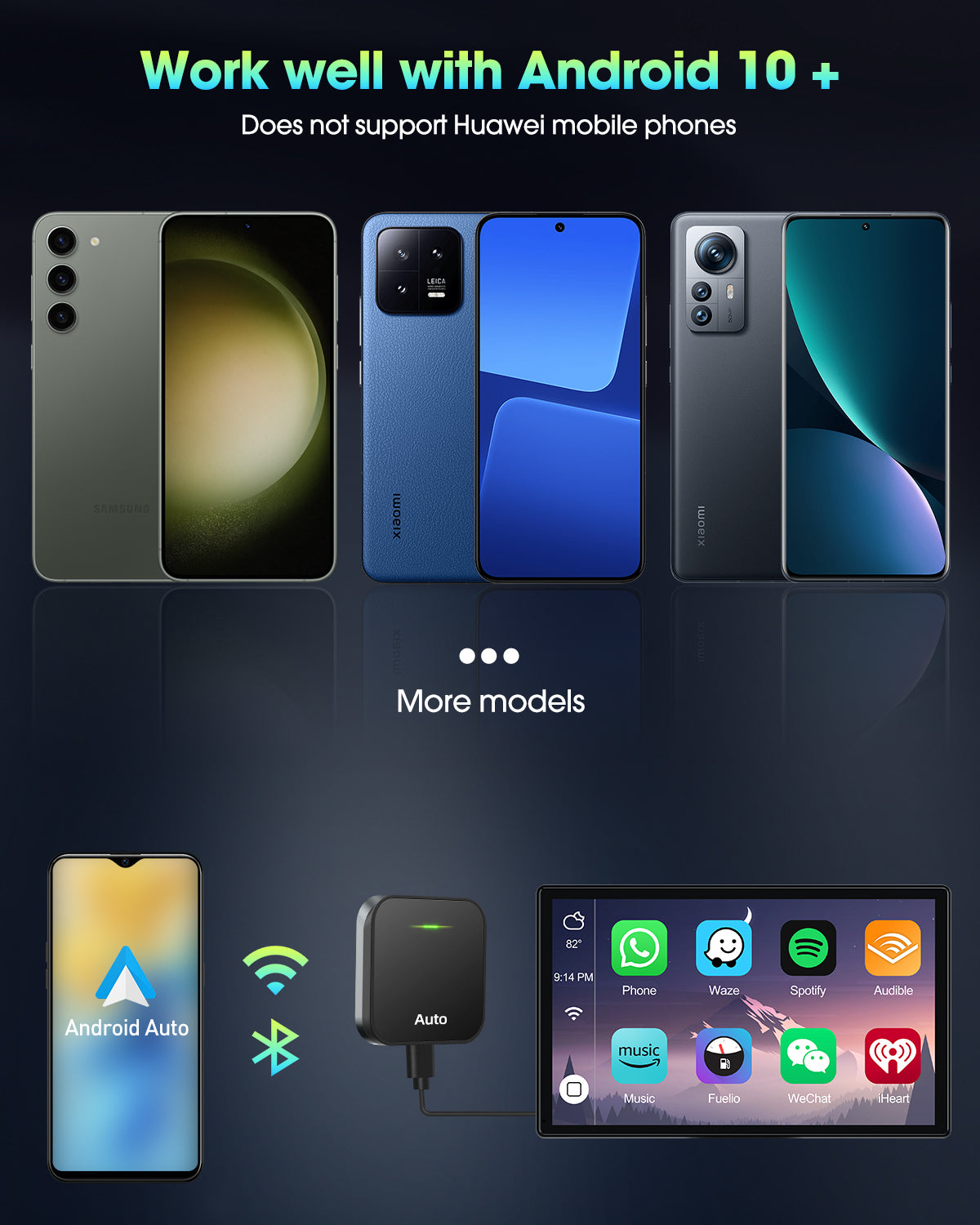 Wireless Android Car Adapter, Plug and Play for OEM Factory Wired Android Car