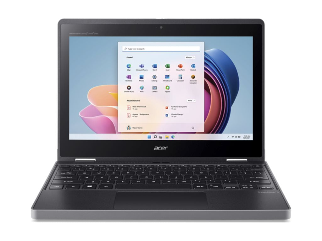 Acer TravelMate B3 Spin 11 Convertible 2-in-1 Notebook, 11.6" HD Touchscreen, Intel N100 Quad-Core, 8GB RAM, 128GB SSD, Windows 11 Pro, Black - NX.VZ0AA.004 (1 Year Warranty)