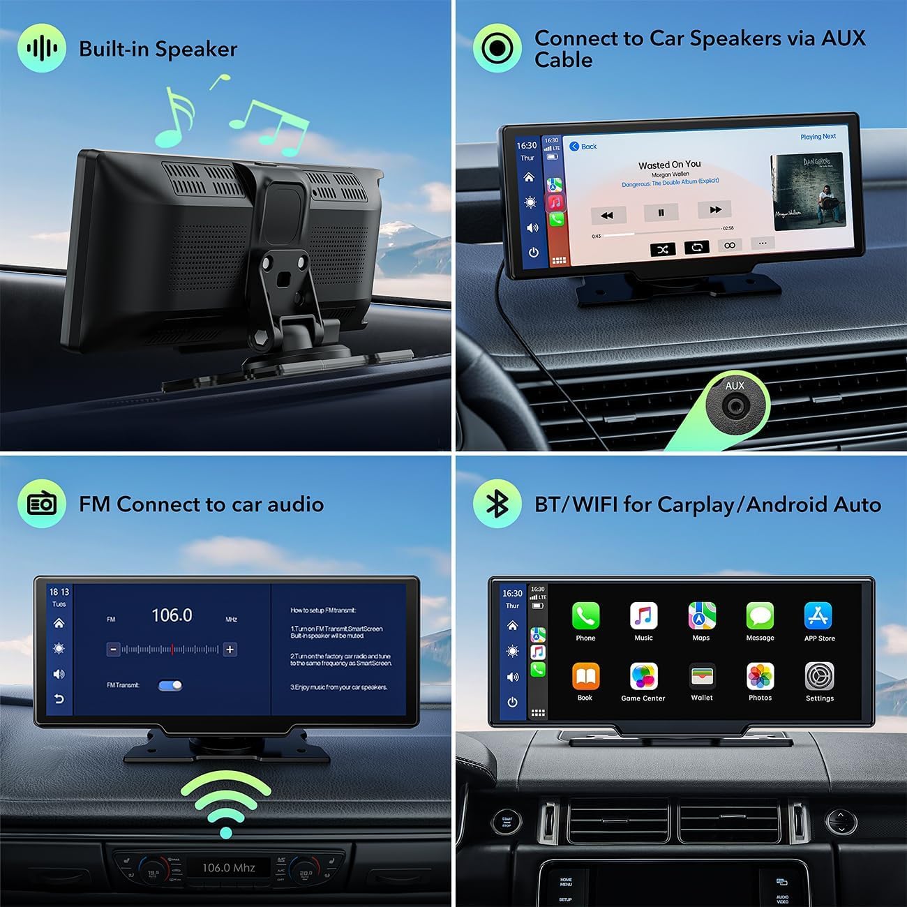 RC06 9.26'' Car Stereo Wireless Apple Carplay & Android Auto with 1080P Backup Camera, Airplay and GPS