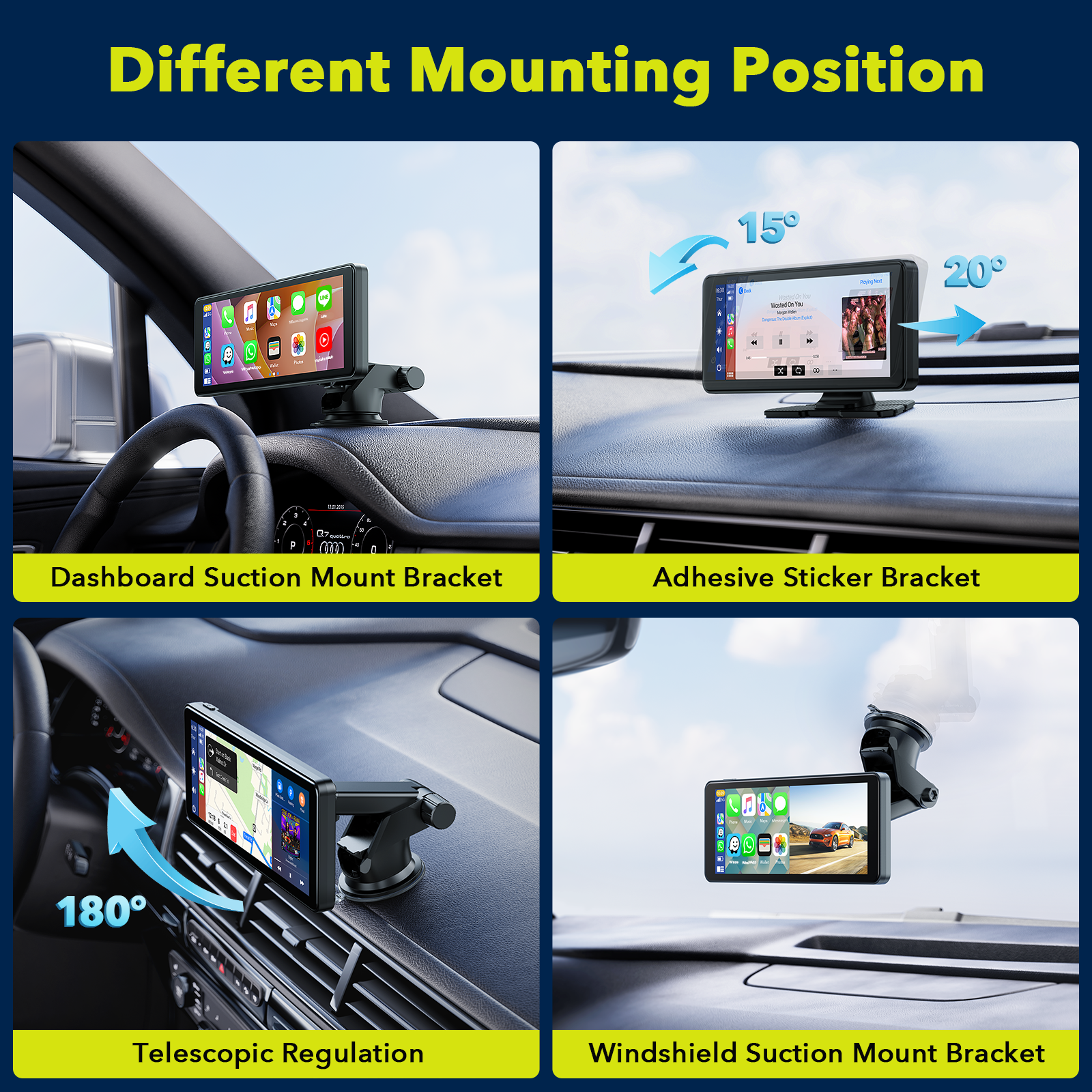 6.86'' Car Stereo Wireless Apple Carplay & Android Auto with 2.5K Dash Cam & 1080P Backup Camera, GPS and 64GB Card