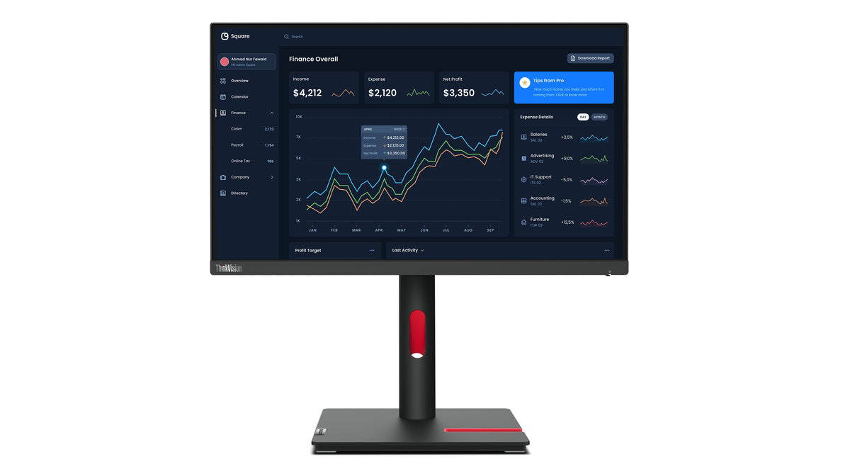 Lenovo ThinkVision T22i-30 computer monitor 21.5" 1920 x 1080 pixels Full HD LED Black