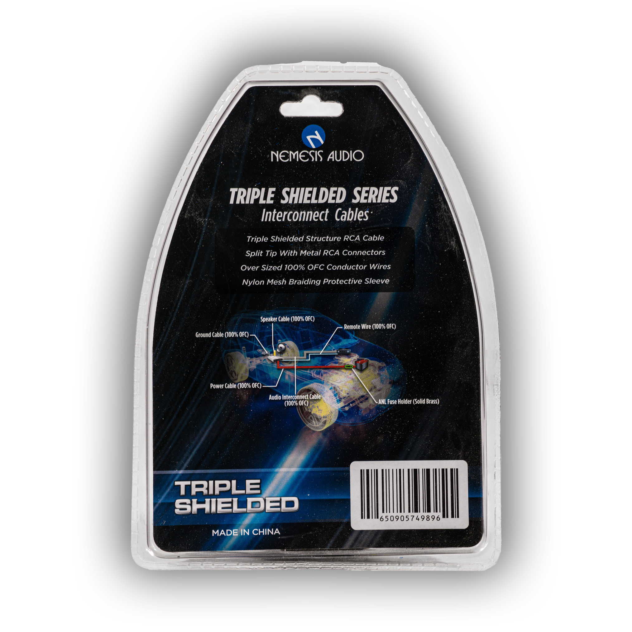 Nemesis Audio NM-RCA12 Triple Shielded Copper RCA Cables - 12 Ft