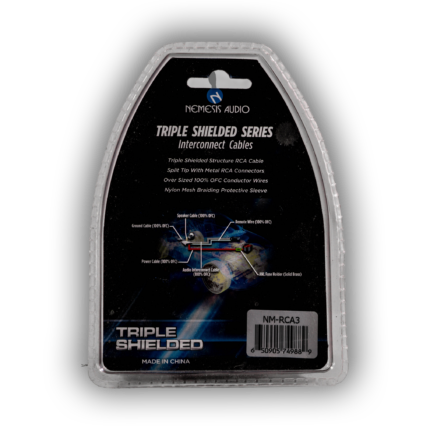 Nemesis Audio NM-RCA3 Triple Shielded Copper RCA Cables - 3 Ft