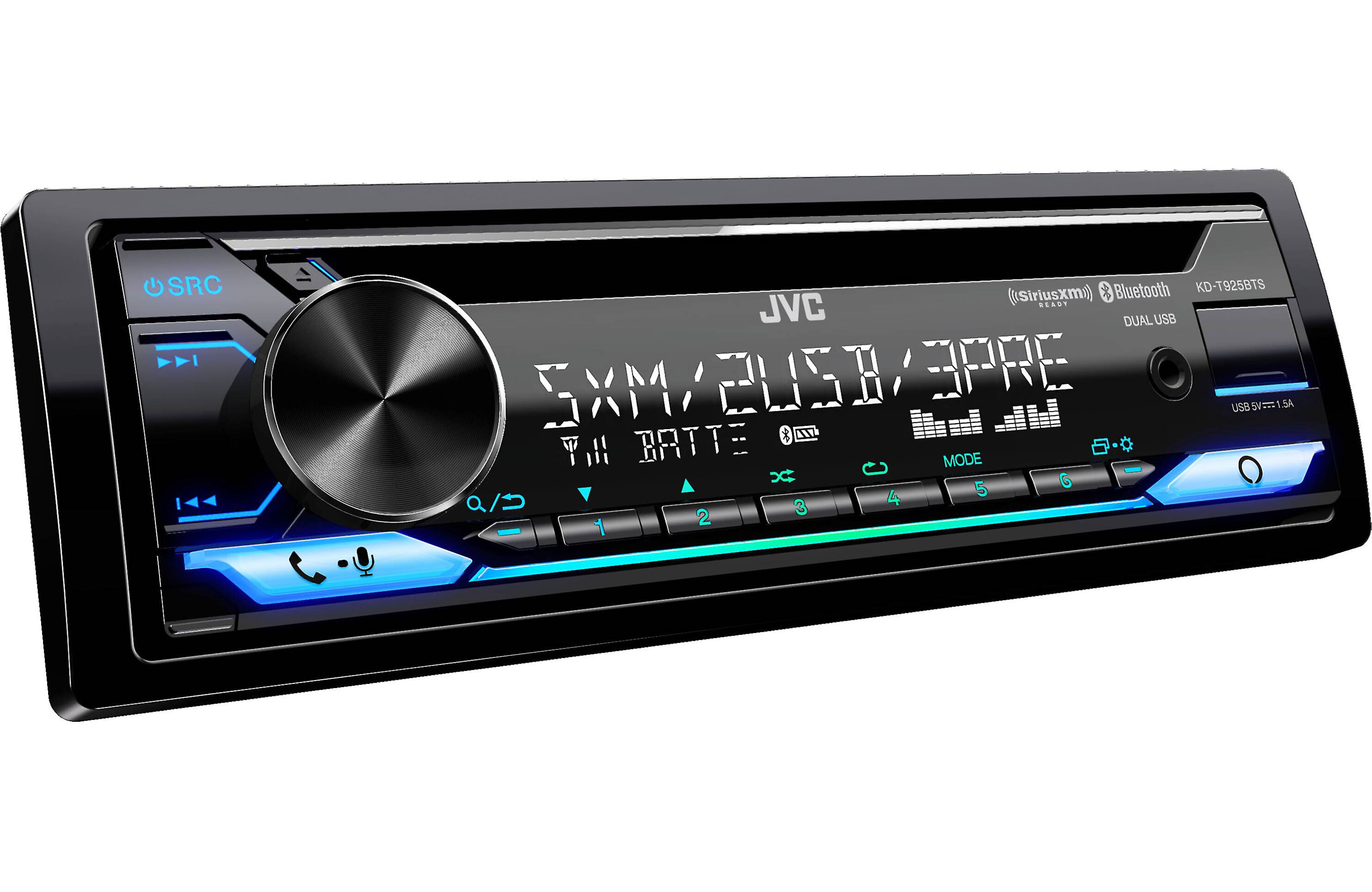 JVC KD-T925BTS Single-DIN CD Multimedia Receiver with Bluetooth and Built-in Alexa (SiriusXM Ready)
