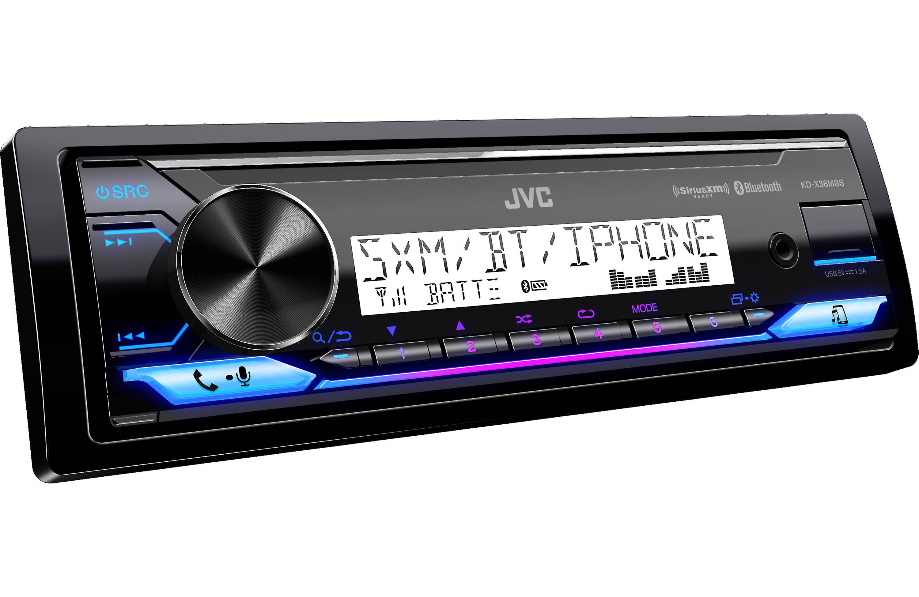 JVC KD-X38MBS Single-DIN Digital Marine Receiver With Bluetooth (SiriusXM Ready)