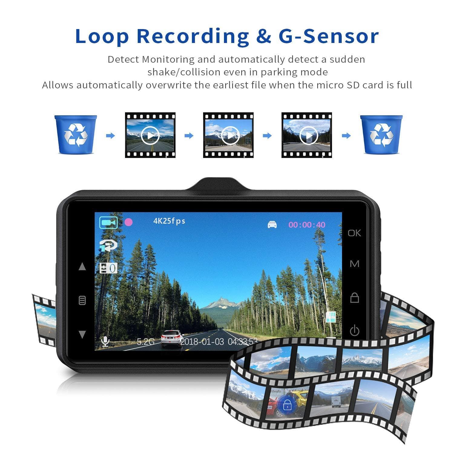 Campark DC10 Dash Cam 4K UHD DVR Driving Recorder Camera