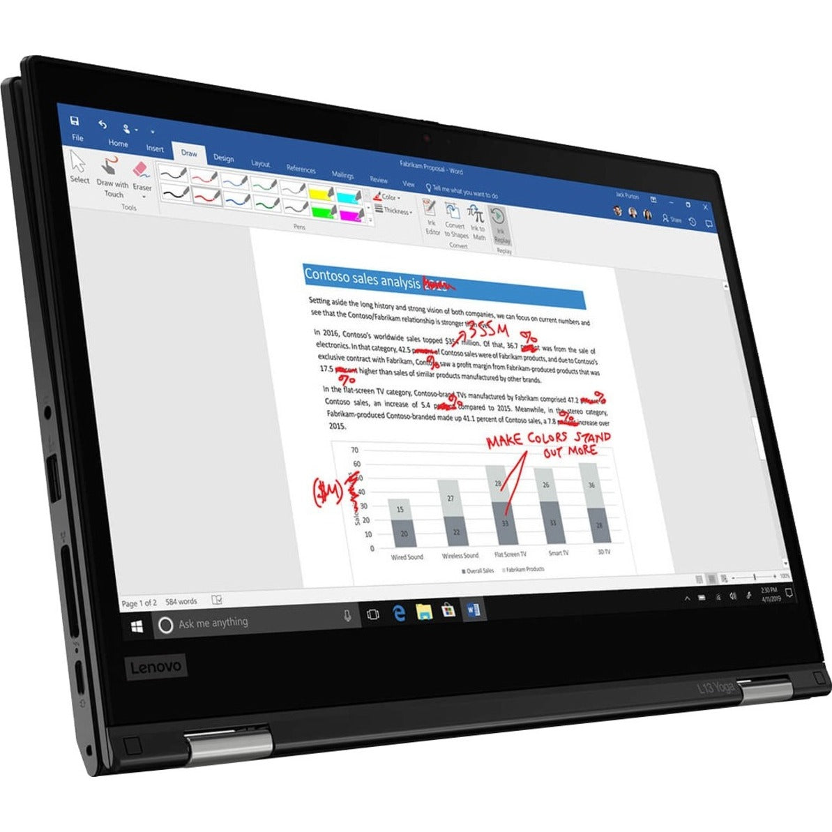 Lenovo 20VK0019US ThinkPad L13 Yoga Gen 2 13.3" Touchscreen Convertible 2 in 1 Notebook, Intel Core i7, 16GB RAM, 512GB SSD, Windows 10 Pro