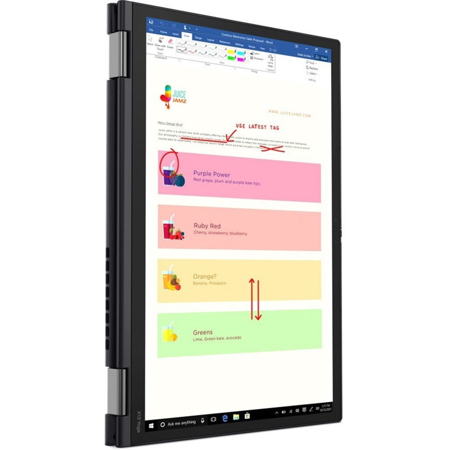 Lenovo 20W8002XUS ThinkPad X13 Yoga Gen 2 2 in 1 Notebook, 13.3" Touchscreen, Core i7, 16GB RAM, 256GB SSD, Windows 10 Pro