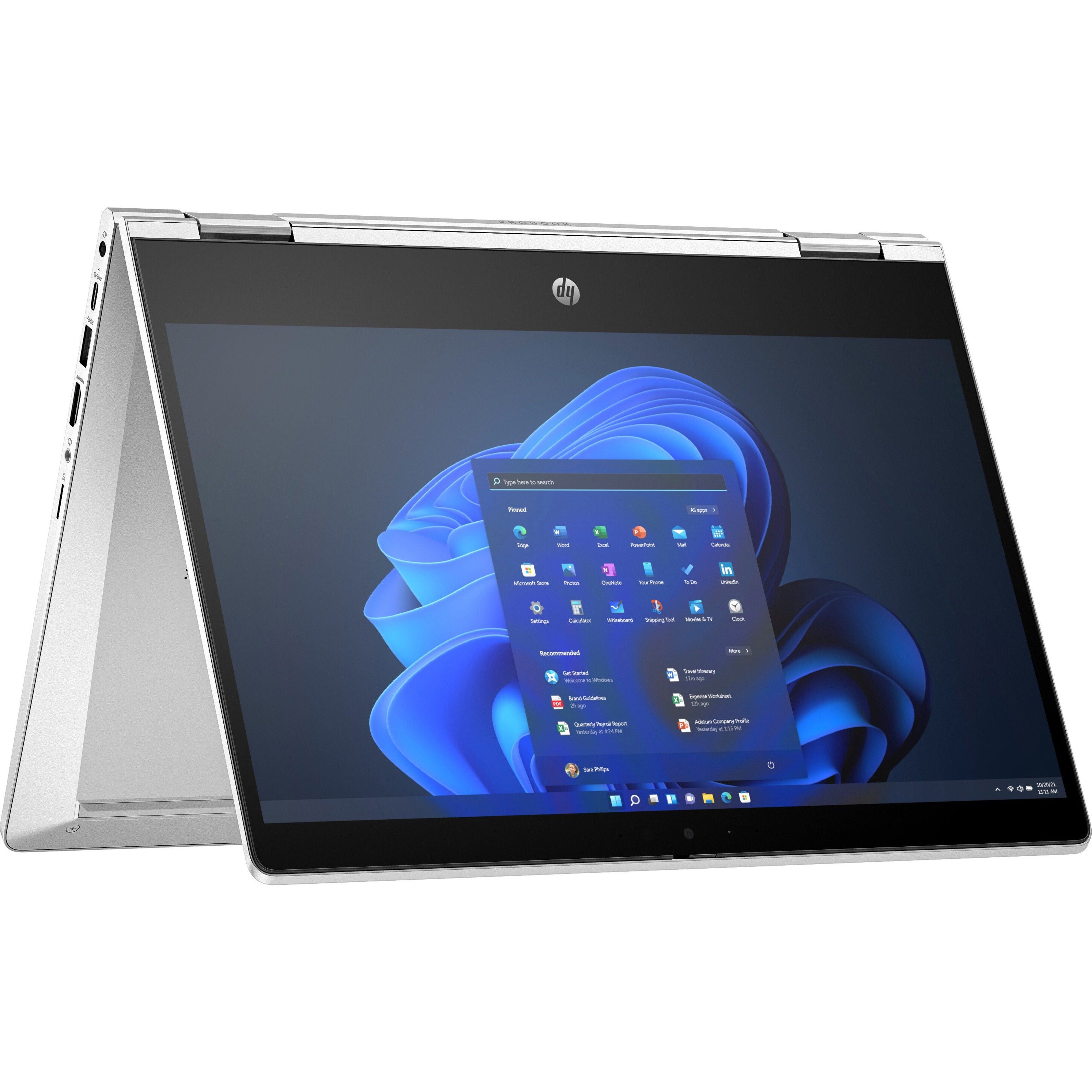 HP Pro x360 435 G10 Convertible 2-in-1 Notebook, 13.3" FHD Touchscreen, AMD Ryzen 3, 8GB RAM, 256GB SSD, Windows 11 Pro, Backlit Keyboard, Fingerprint Reader - Pike Silver (1 Year Warranty)