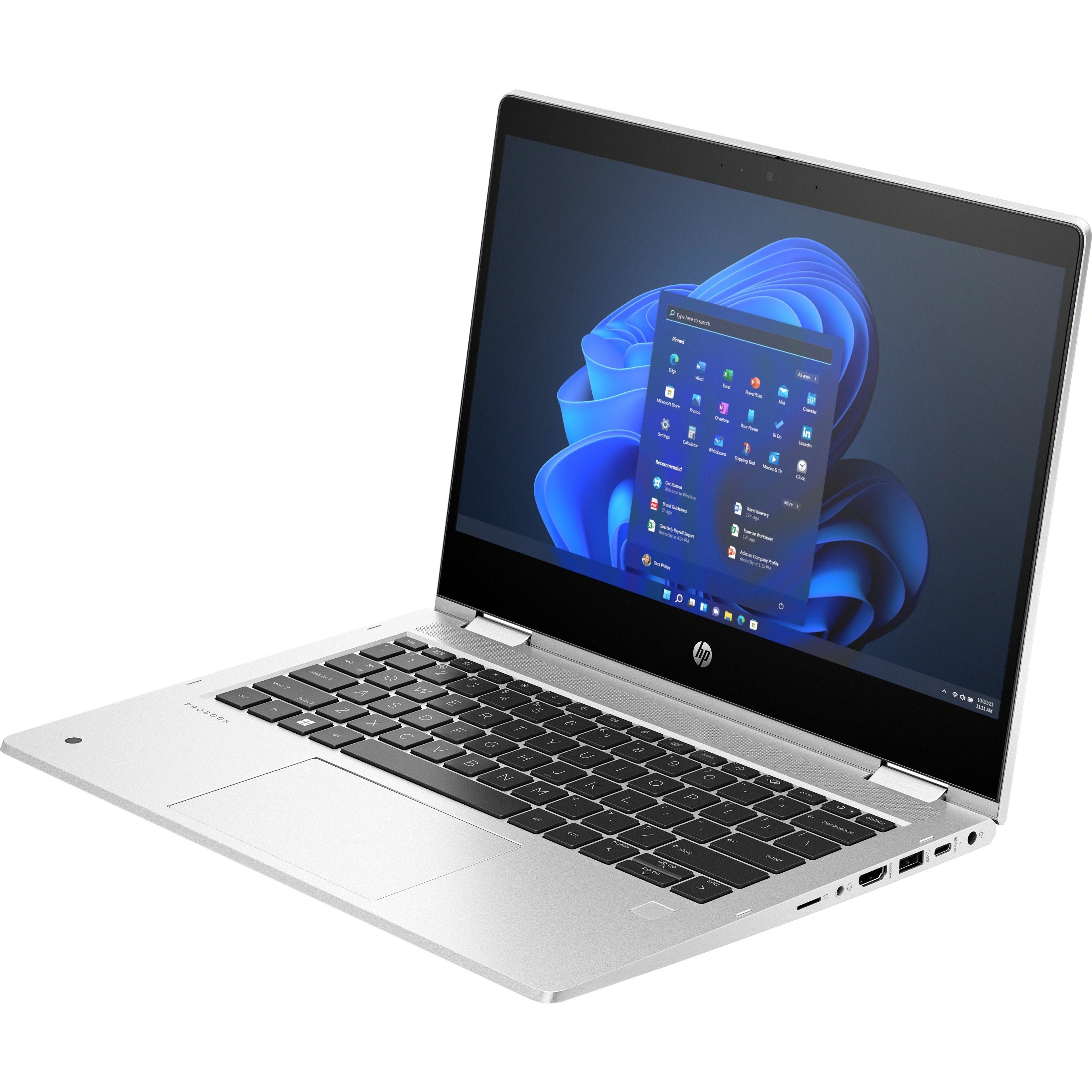 HP Pro x360 435 G10 Convertible 2-in-1 Notebook, 13.3" FHD Touchscreen, AMD Ryzen 3, 8GB RAM, 256GB SSD, Windows 11 Pro, Backlit Keyboard, Fingerprint Reader - Pike Silver (1 Year Warranty)