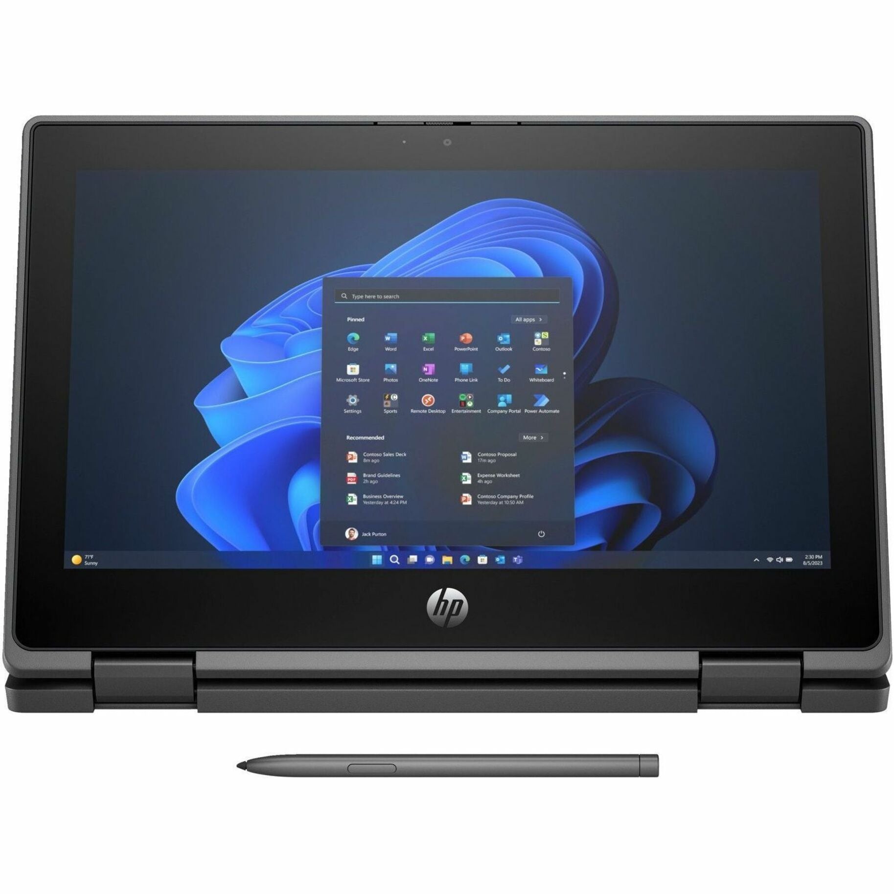 HP Pro x360 Fortis 11-inch G11 Convertible 2-in-1 Notebook, Intel N200 Quad-Core, 8GB RAM, 256GB SSD, Windows 11 Pro, Rugged Design, Touchscreen, Black - 9E8T5UTABA (1 Year Warranty)