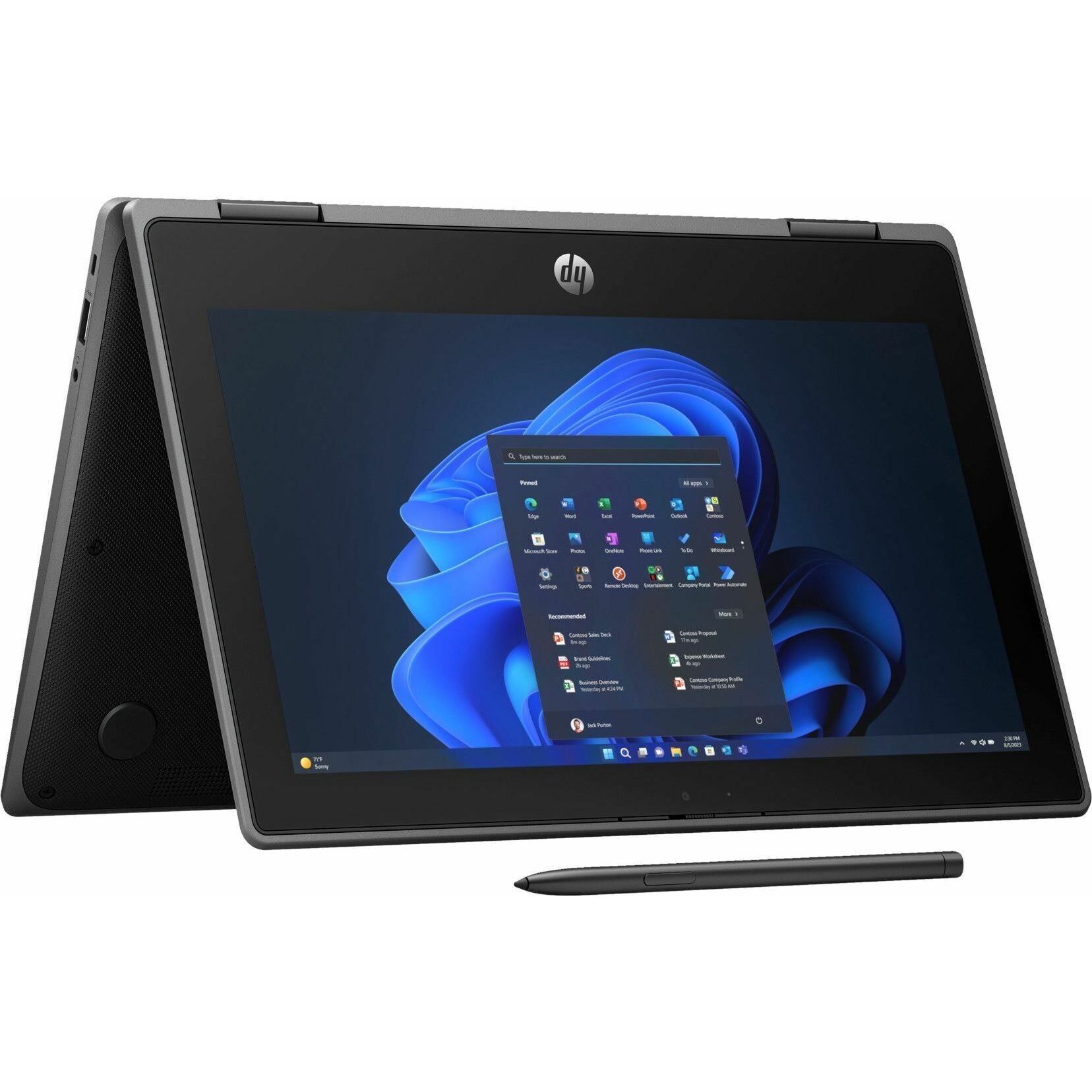 HP Pro x360 Fortis 11-inch G11 Convertible 2-in-1 Notebook, Intel N200 Quad-Core, 8GB RAM, 256GB SSD, Windows 11 Pro, Rugged Design, Touchscreen, Black - 9E8T5UTABA (1 Year Warranty)