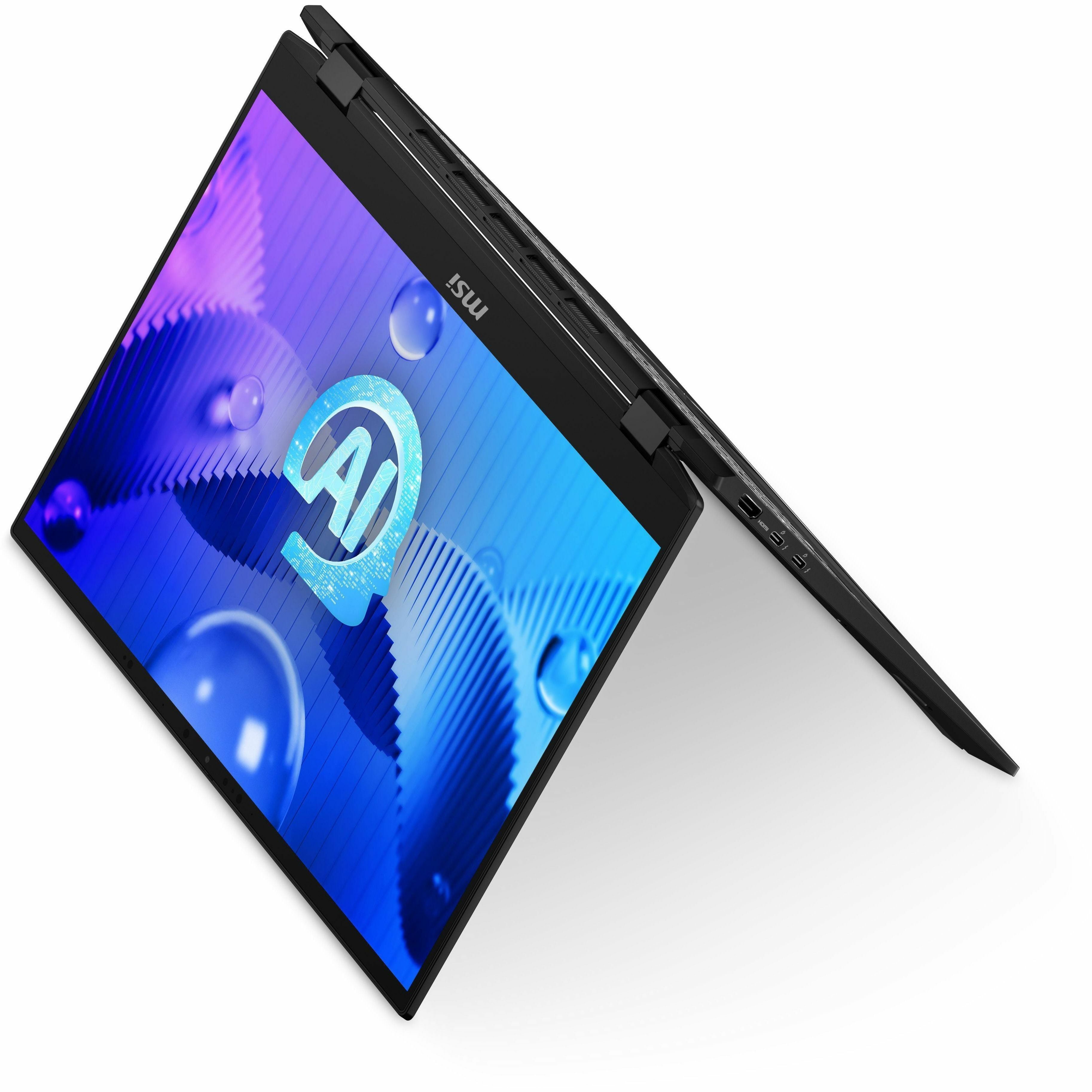 MSI 2024 Summit E16 AI Evo Convertible 2-in-1 Notebook, Intel Core Ultra 5, 16" QHD+ IPS 165Hz Touch, 16GB LPDDR5, 512GB SSD, Windows 11 Pro, Ink Black - SUM16EVO14019 (3 Year Warranty)