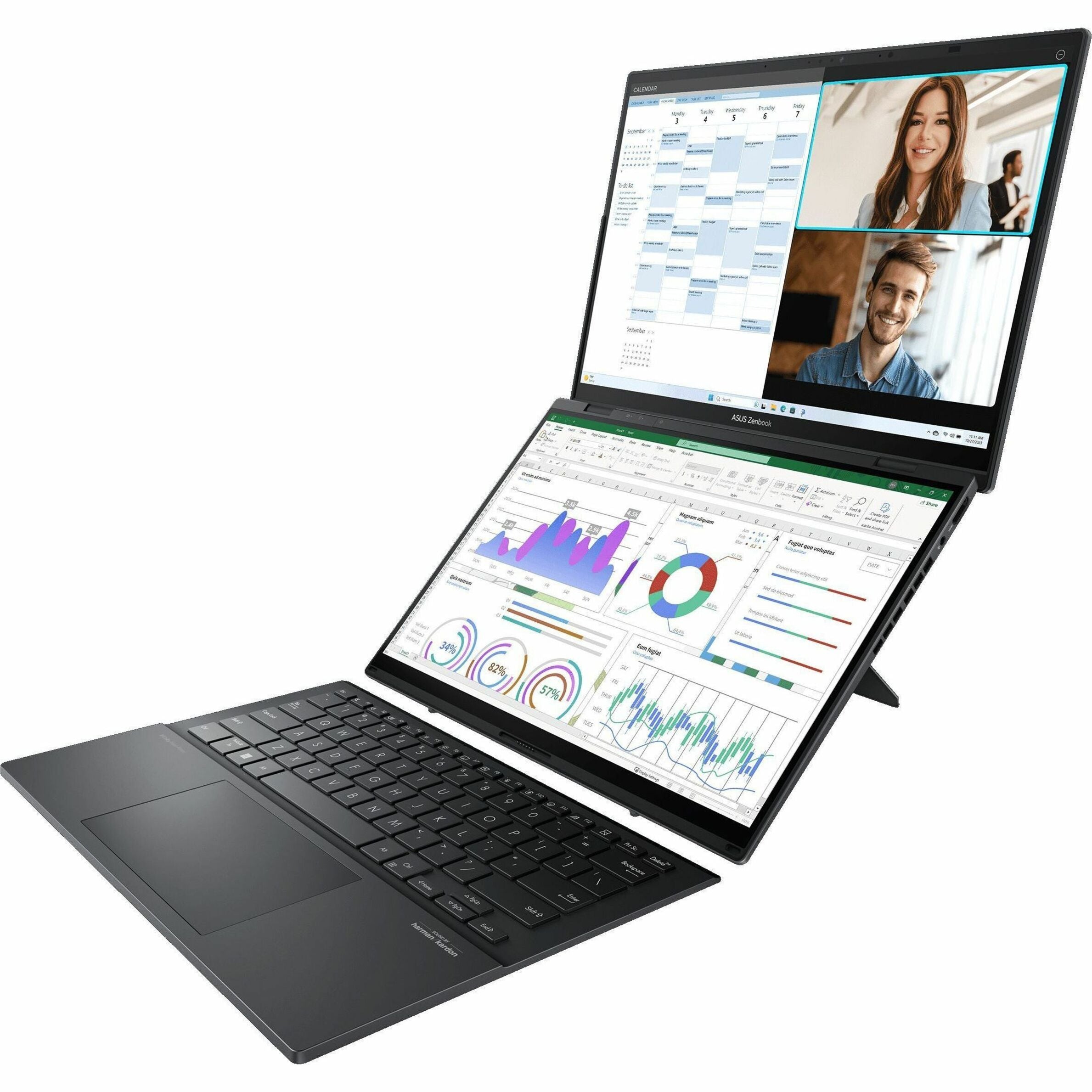 Asus 2025 ZenBook Duo UX8406 Convertible 2-in-1 Notebook, Dual 14" 3K OLED Touchscreens, Intel Core Ultra 9, 32GB LPDDR5X, 1TB SSD, AI-Powered, Windows 11 - UX8406MA-PS99T (1 Year Warranty)