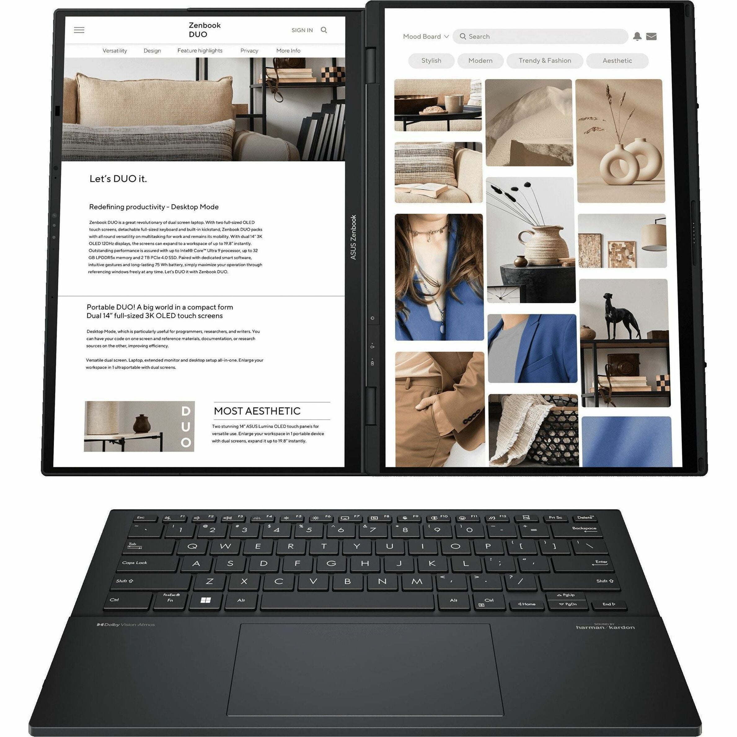 Asus 2025 ZenBook Duo UX8406 Convertible 2-in-1 Notebook, Dual 14" 3K OLED Touchscreens, Intel Core Ultra 9, 32GB LPDDR5X, 1TB SSD, AI-Powered, Windows 11 - UX8406MA-PS99T (1 Year Warranty)