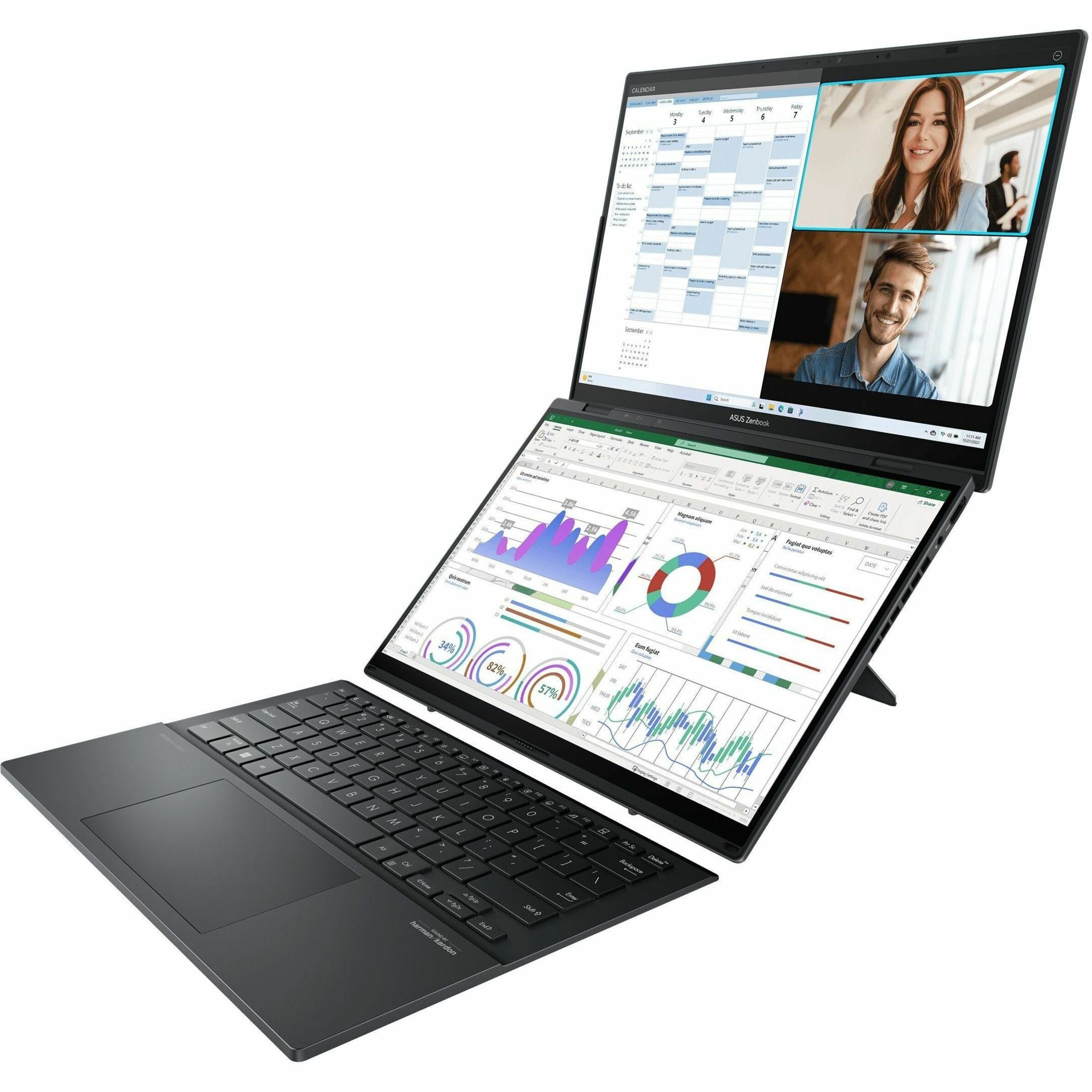 ASUS 2024 ZenBook Duo 2-in-1 Notebook, 14" OLED Touchscreen, Intel Core Ultra 7 155H, 16GB LPDDR5X, 1TB SSD, Dual Display, AI-Powered, Windows 11, Inkwell Gray - UX8406MA-DS76T (1 Year Warranty)