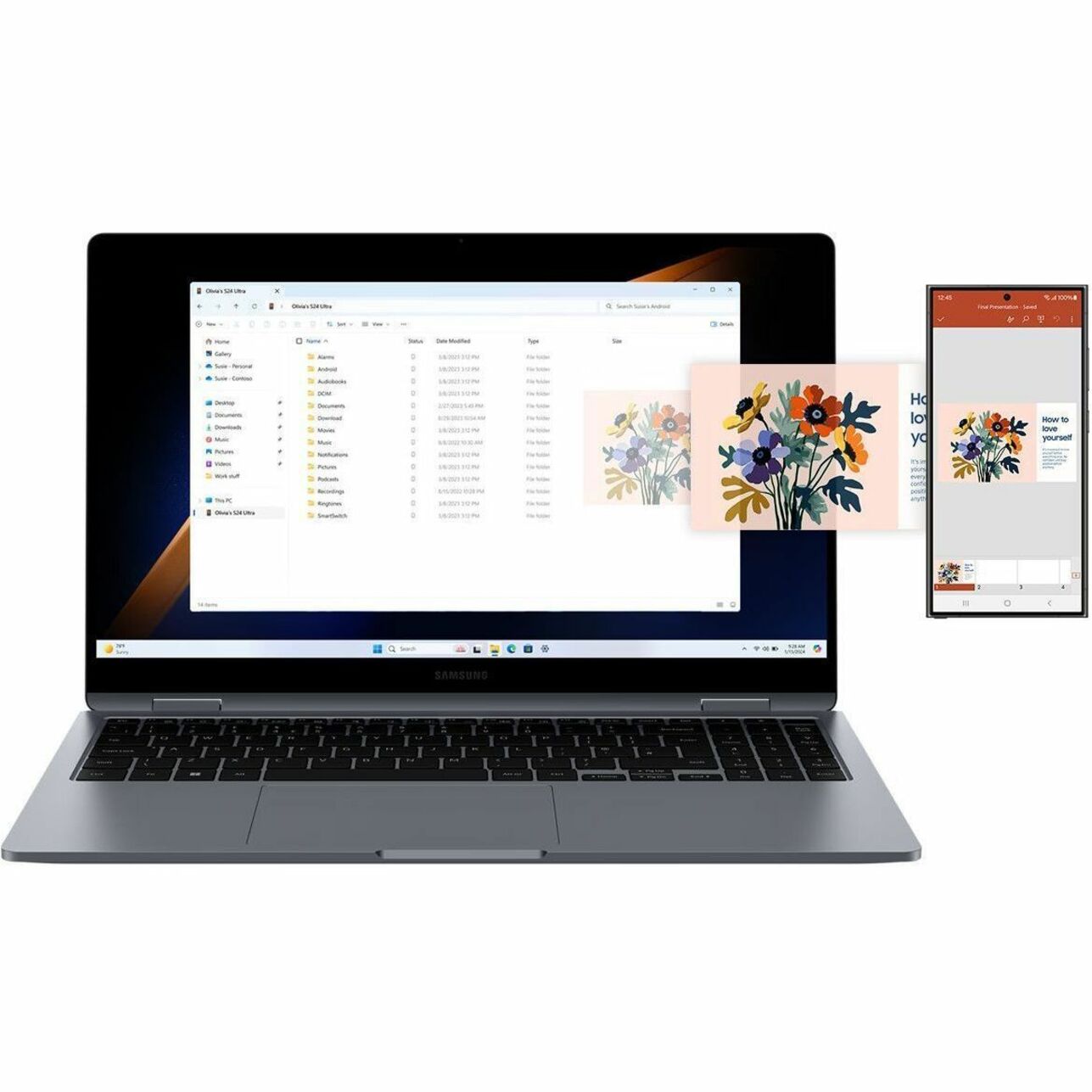 Samsung 2024 Galaxy Book4 360 Convertible Notebook, 15.6" AMOLED, Intel Core i5-120U, 16GB RAM, 256GB SSD, Thunderbolt 4, Moonstone Gray - NP754QGK-KG3US (1 Year Warranty)