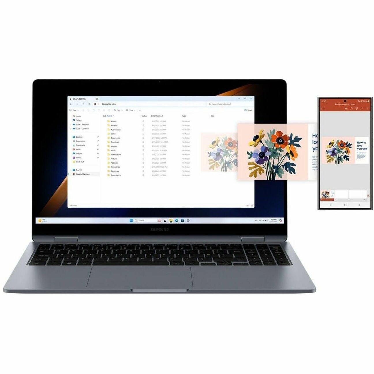 Samsung 2024 Galaxy Book4 360 Convertible Notebook, 15.6" AMOLED, Intel Core i5-120U, 16GB RAM, 256GB SSD, Thunderbolt 4, Moonstone Gray - NP754QGK-KG3US (1 Year Warranty)
