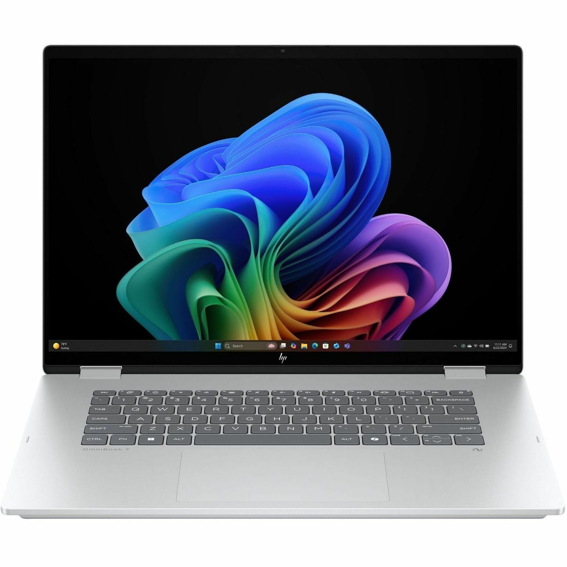 HP OmniBook 7 Flip 2024 Convertible 2-in-1 Notebook, 16" IPS Touch Display, Intel Core Ultra 7, 16GB LPDDR5X, 512GB SSD, AI-Powered, Windows 11, Glacier Silver - B6JG7UA#ABA (1 Year Warranty)