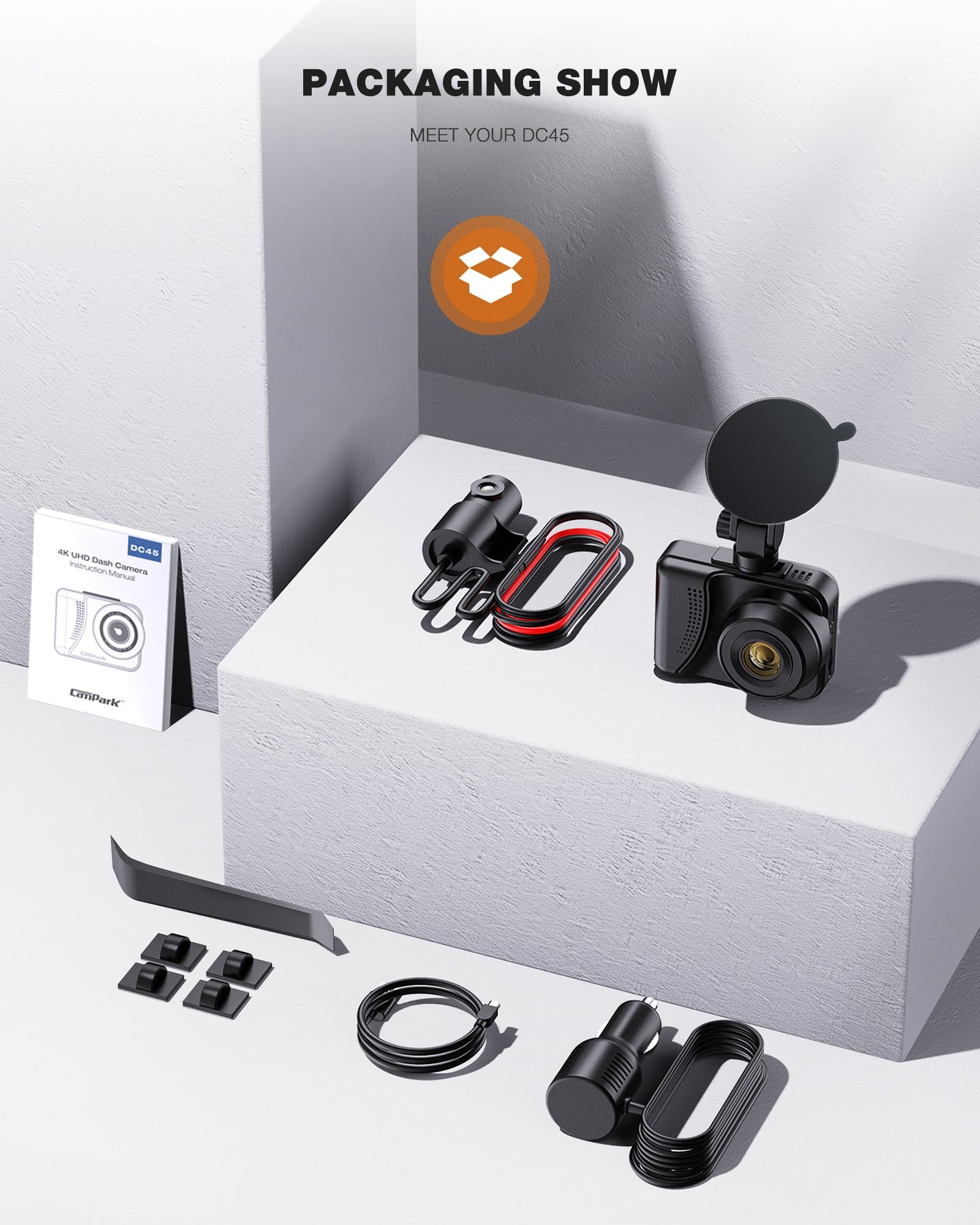 Campark DC45 Dual Dash Cam GPS Front and Rear 4K & 1080P Mini Dash Camera（Only available in the UK）