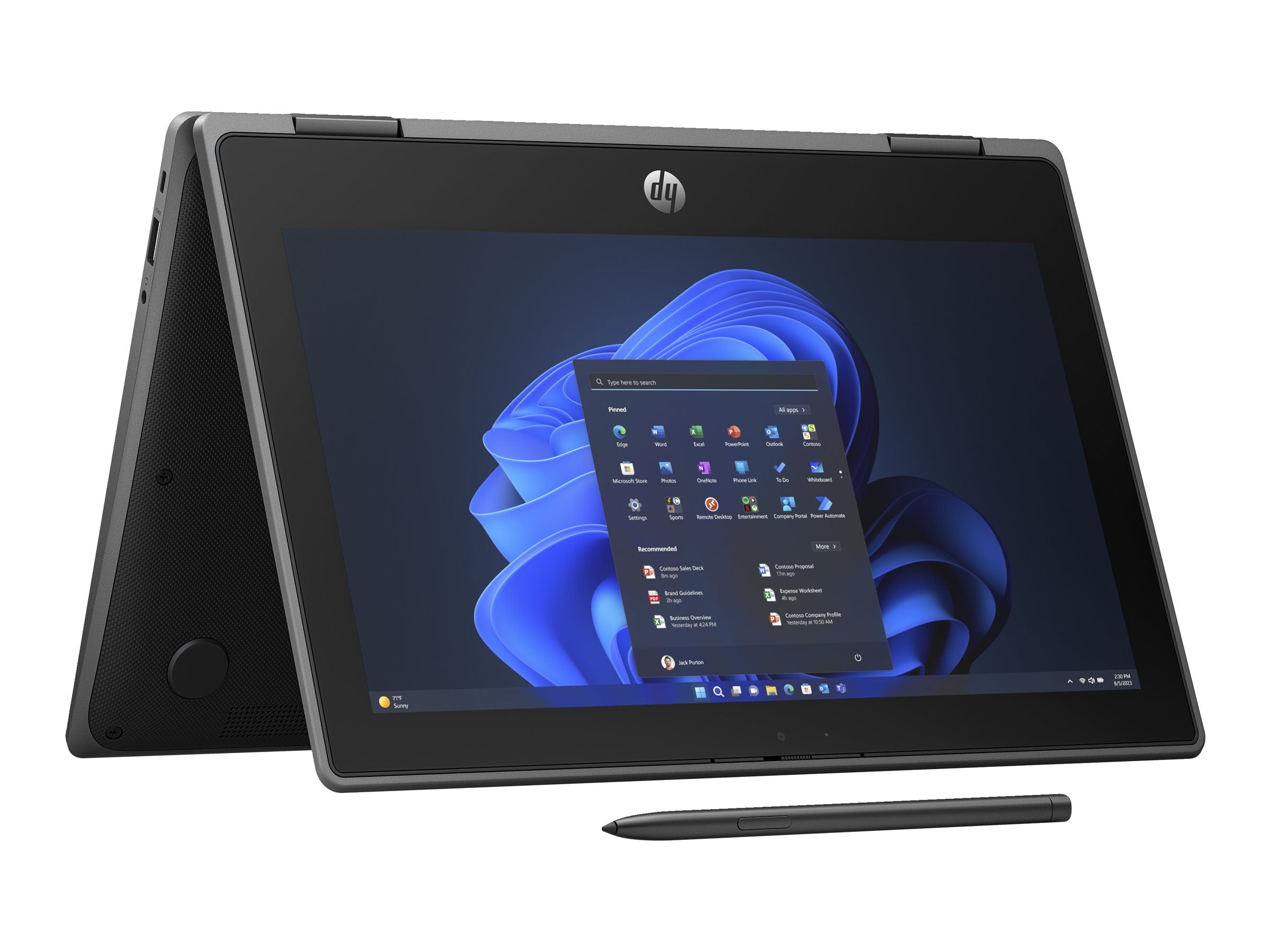 HP Pro x360 Fortis 11-inch G11 Convertible 2-in-1 Notebook, Intel N200 Quad-Core, 8GB RAM, 256GB SSD, Windows 11 Pro, Rugged Design, Touchscreen, Black - 9E8T5UTABA (1 Year Warranty)
